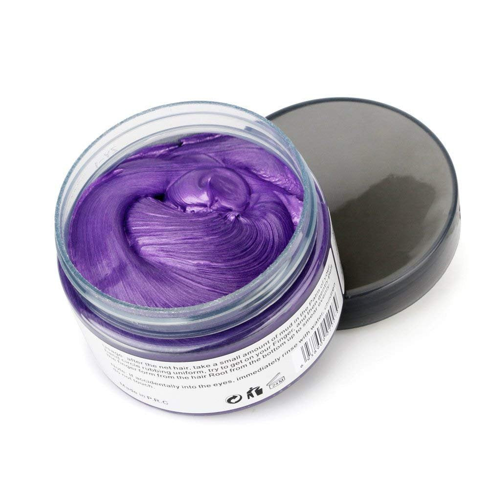 Mofajang Hair Wax Dye Styling Cream Mud, Natural Hairstyle Color Pomade, Washable Temporary, Purple