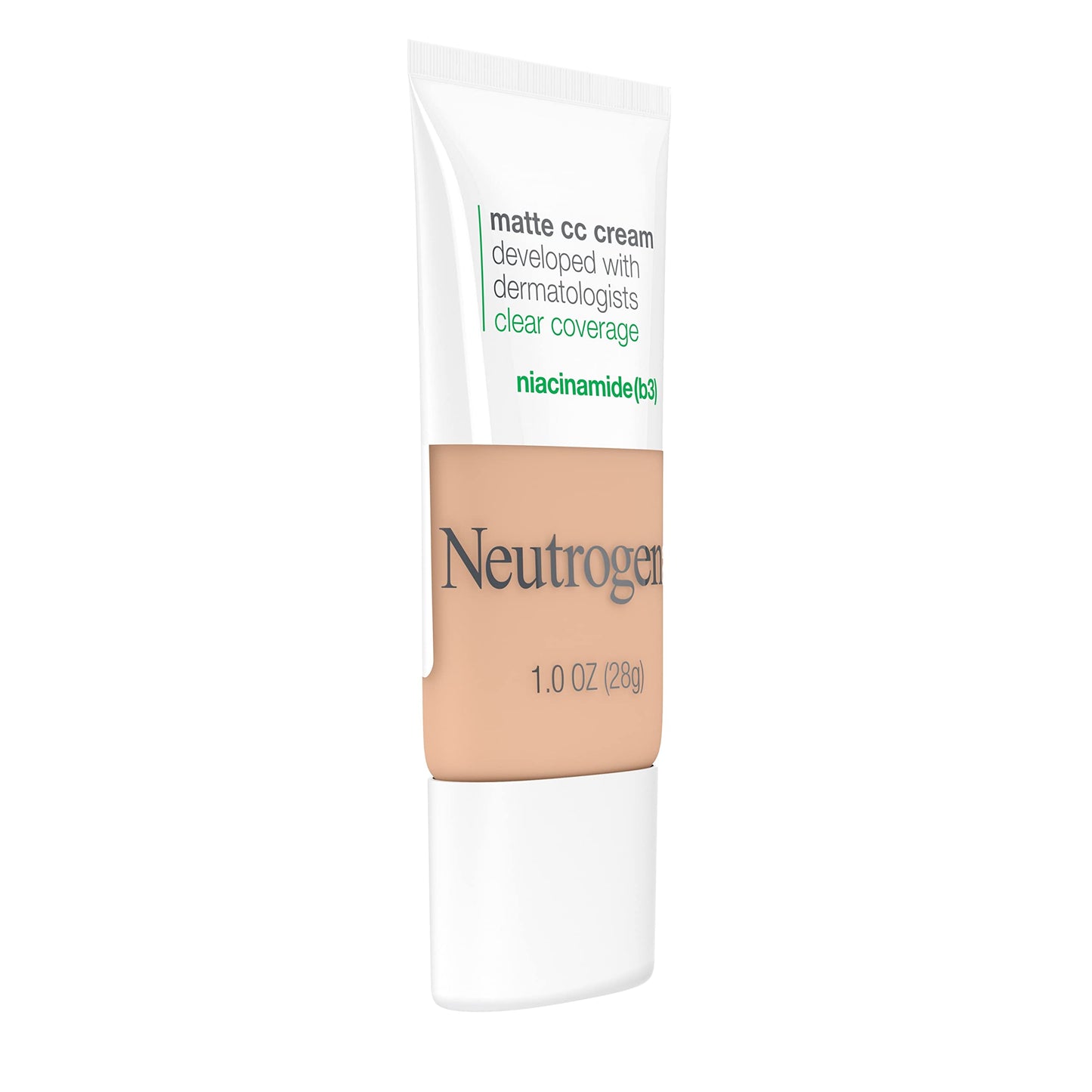 Neutrogena Clear Coverage Flawless Matte CC Cream – Full-Coverage, Color Correcting Face Makeup with Niacinamide, Oil-Free & Hypoallergenic, Warm Peach, 1 oz