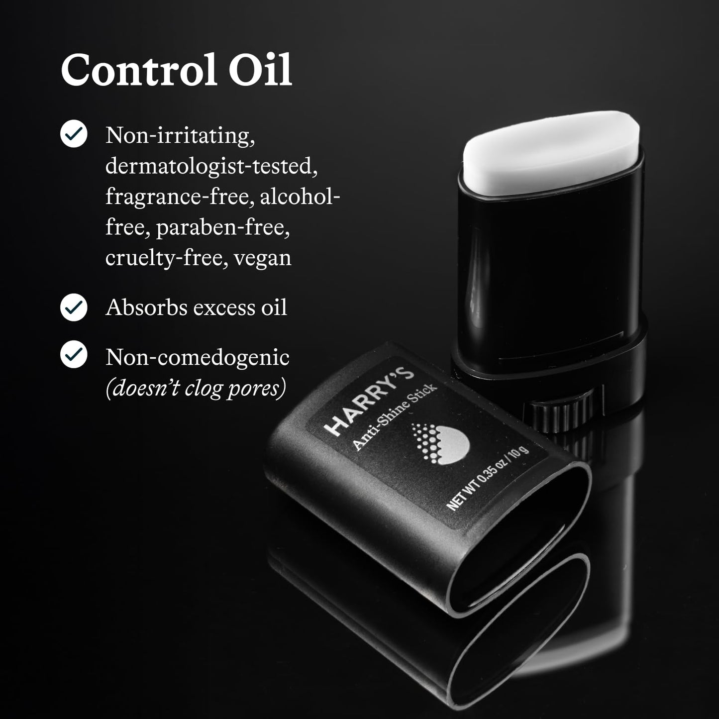 Harry's Anti-Shine Stick for Oily Skin - (2 Pack) 0.35 oz - Controls and Absorbs Oil for Matte Finish - Facial Skin Care for Men