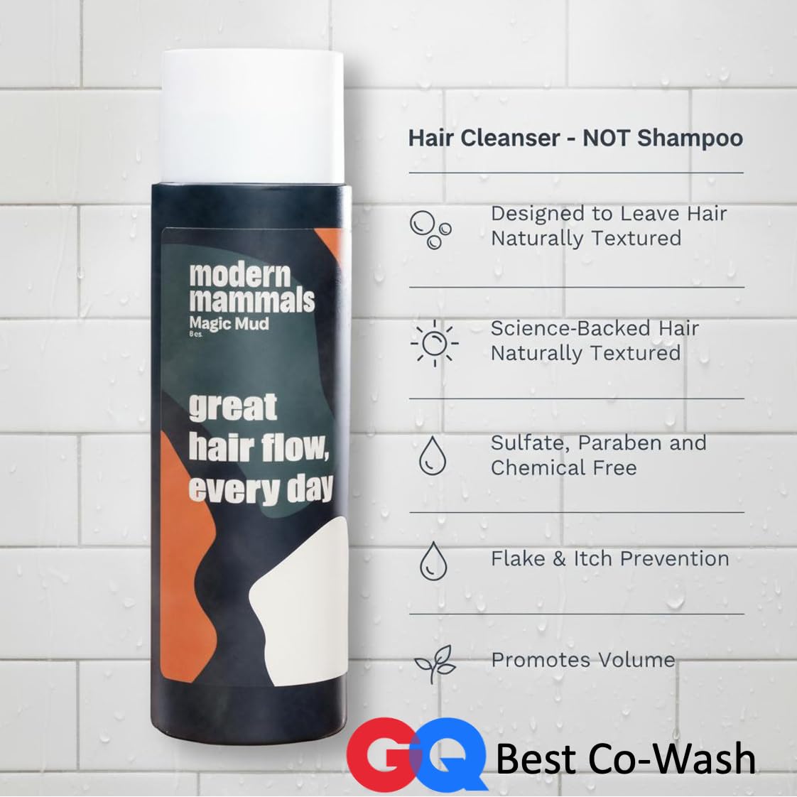 Modern Mammals Men's Hydrating 2-in-1 Cowash | Sulfate-Free, Lather-Free Cleanser | Boosts Volume, Non-Drying, Barber Recommended, 8oz
