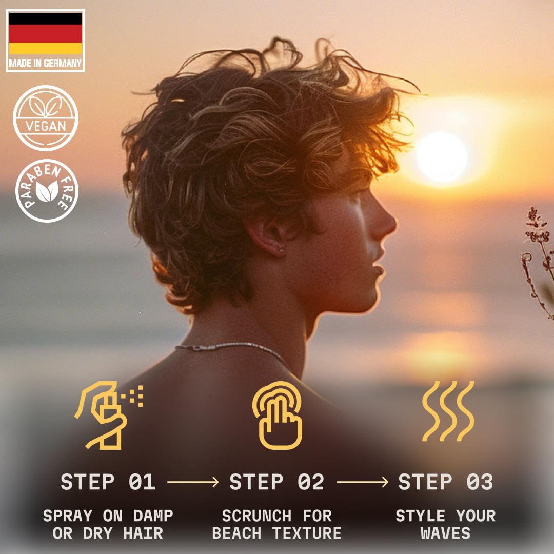 Striking Viking Sea Salt Spray for Men 6.76 fl oz | Citrus Scent Hair Texturizer | Volumizing, Curl Enhancing & Holding Spray | Paraben-Free, Made in Germany