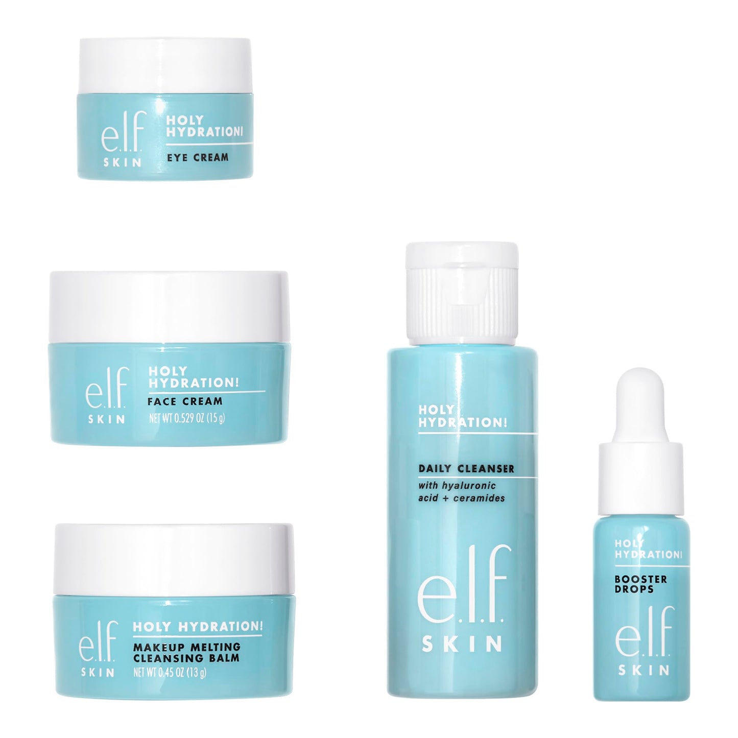 e.l.f. SKIN Holy Hydration! Mini Skincare Kit – Cleanser, Makeup Remover, Moisturizer & Eye Cream, Travel-Friendly Hydrating Set