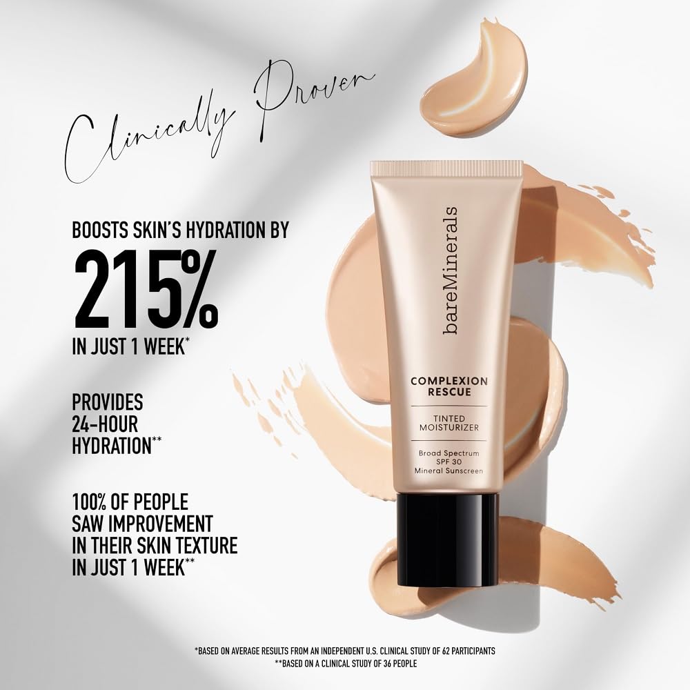 bareMinerals Complexion Rescue Tinted Moisturizer for Face with SPF 30, Full Size, Natural Pecan 05