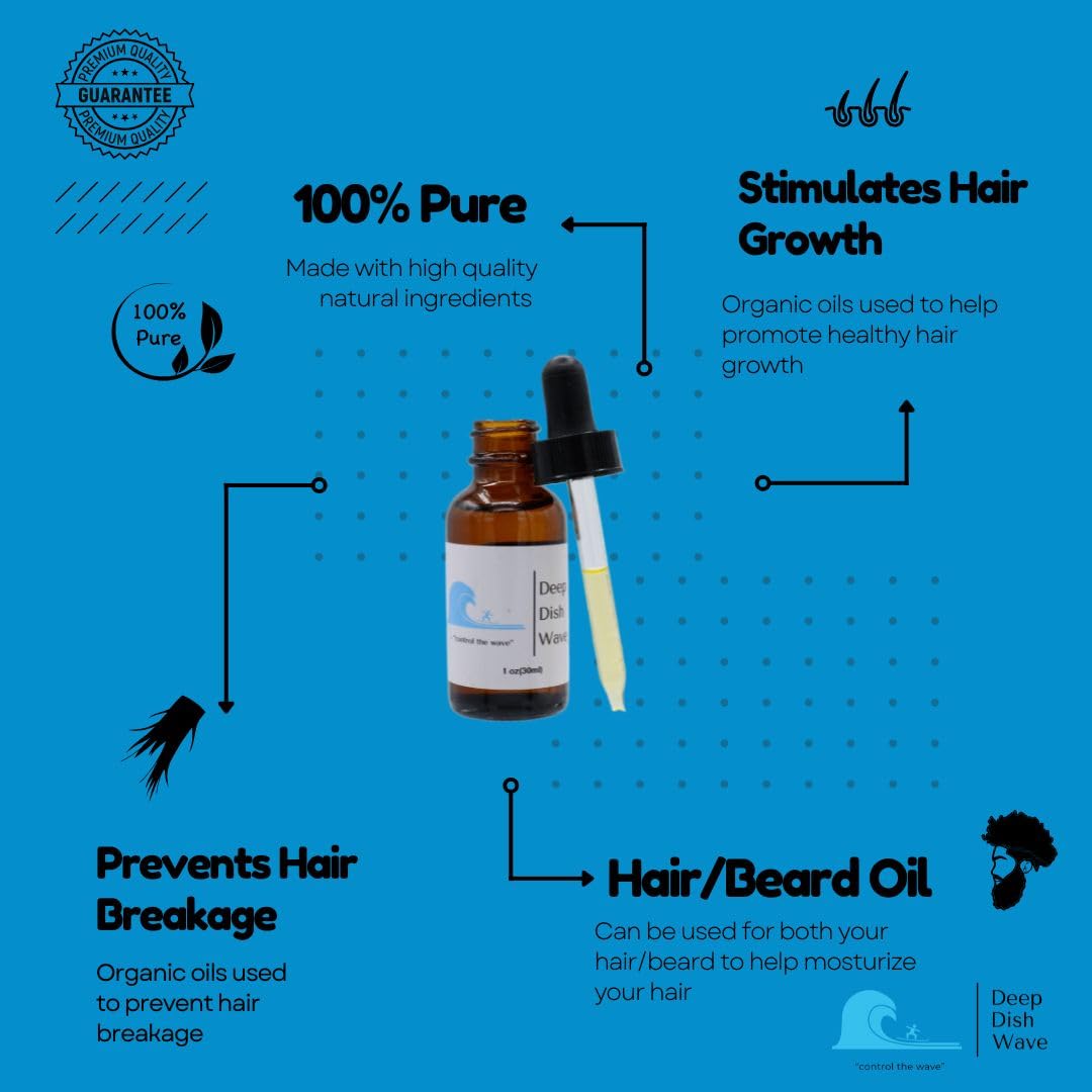 Deep Dish Wave Hair Oil 100% Pure All Natural Organic 360 Waves Training 1oz