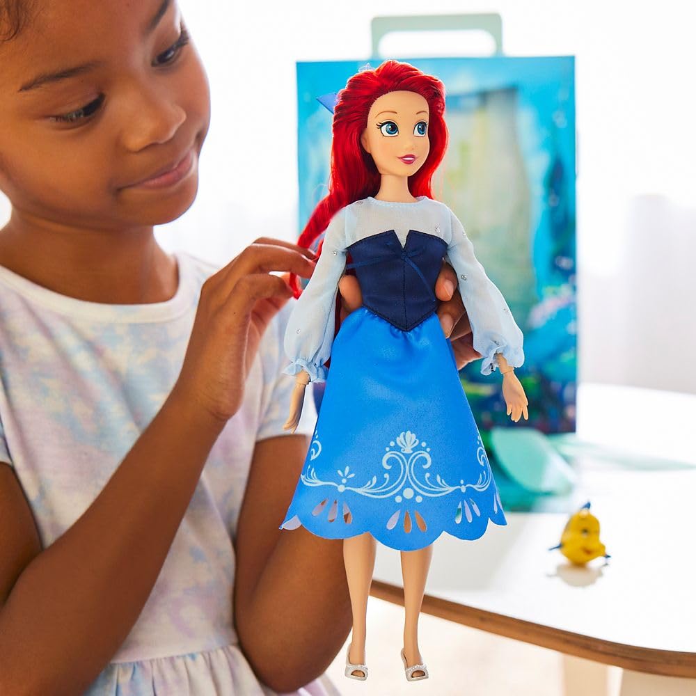 Disney Store 11" Ariel Princess Story Doll with Coloring Book & Extra Dress, Classic Outfit, Fun Princess Toy for Girls
