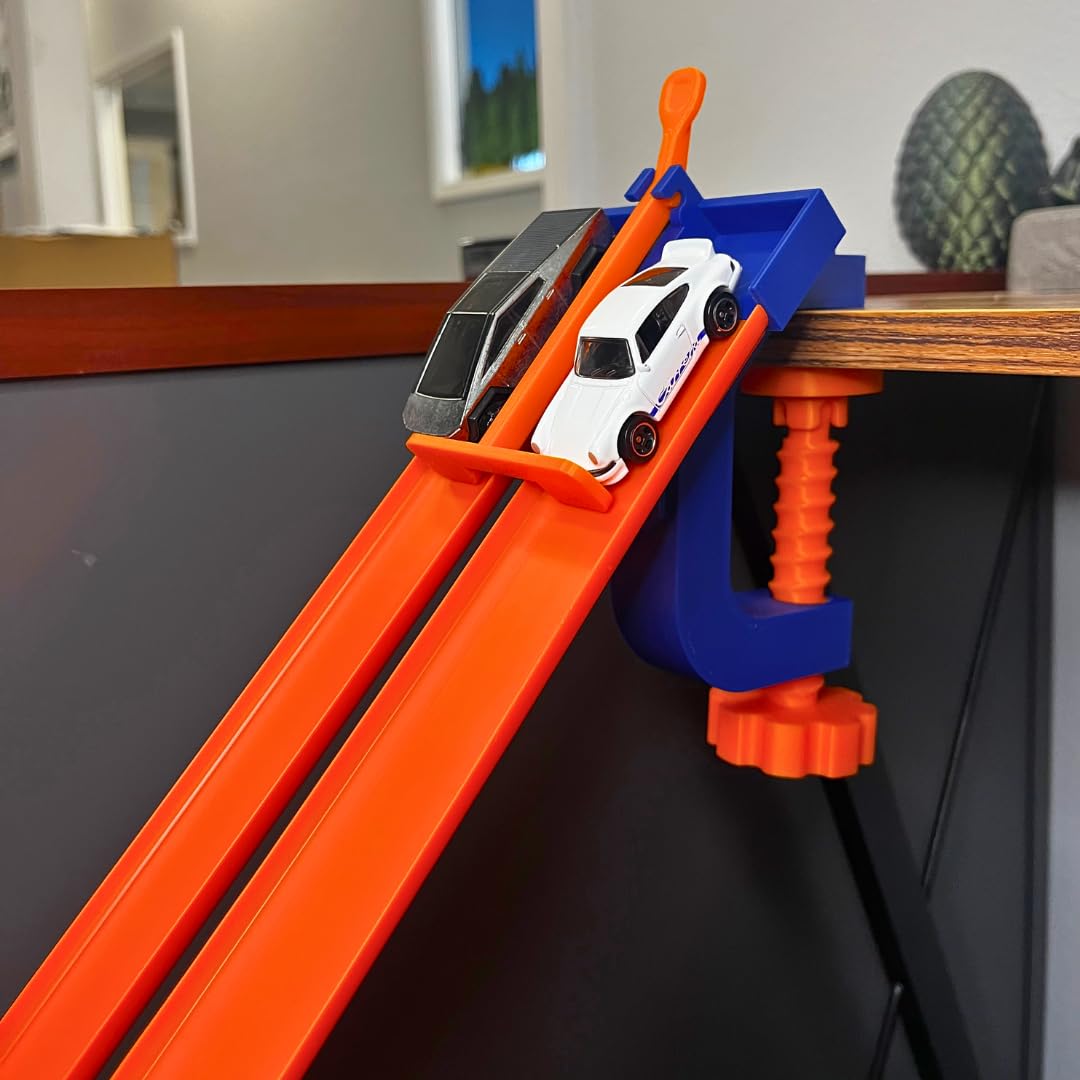 Hot Wheels Compatible 2-Lane Starting Gate with Clamp for Toy Racetracks – Build Epic Races, Made in USA (Gate & Clamp Combo)