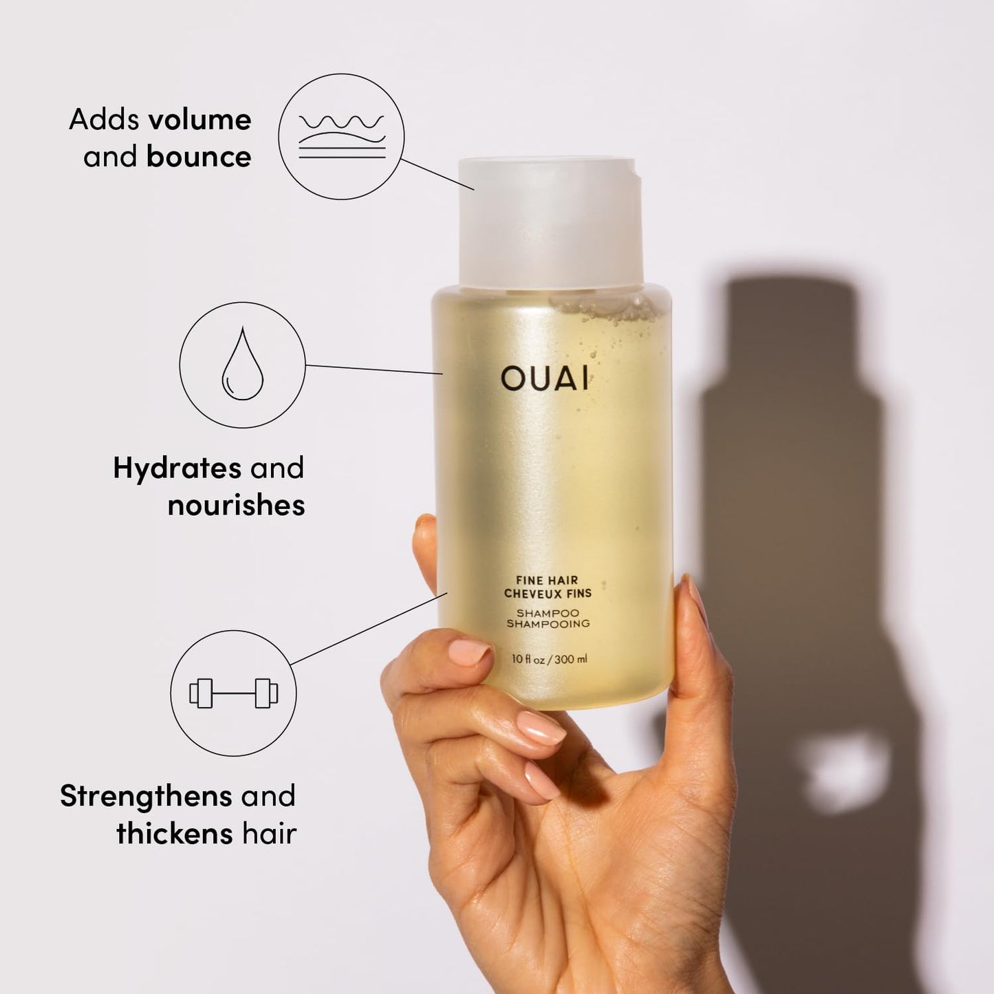 OUAI Fine Shampoo & Conditioner Set – Sulfate Free Hair Care for Women & Men with Keratin, Shea Butter, Avocado Oil & Marshmallow Root – 10 Fl Oz