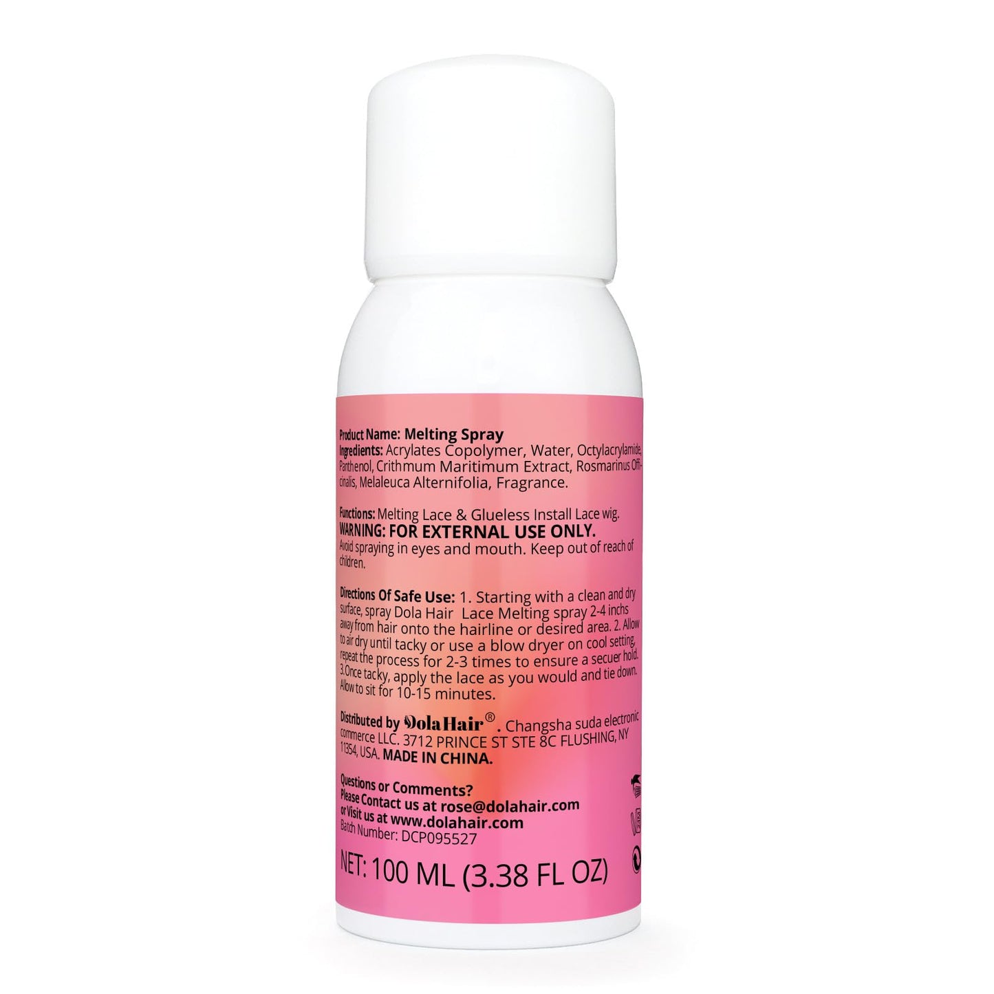 Dolahair Lace Melting Spray for Glueless Wigs – Strong Hold Adhesive Spray with Lace Band & Brush – Invisible Bond for Natural Look