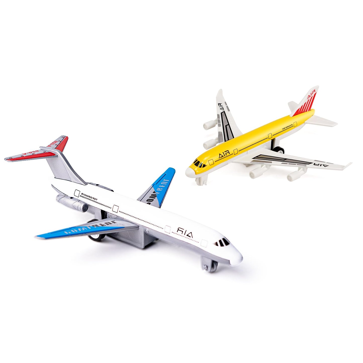 Airplane Toys 2-Pack – Metal & Plastic Pull-Back Planes, Die-Cast Aircraft Models for Boys & Girls Ages 3-6, Birthday Gift Play Vehicles