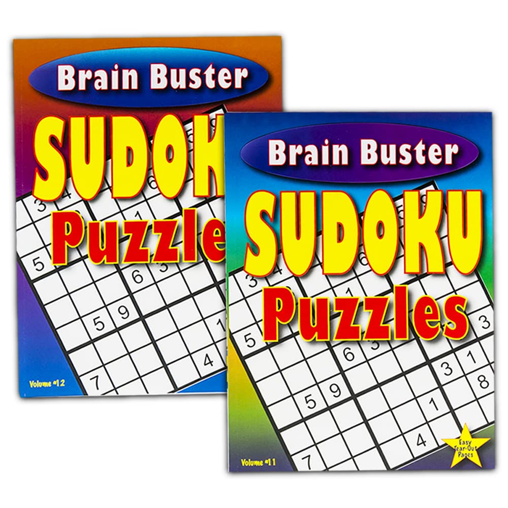 Buffalo Games Sudoku & Crossword Puzzle Books Set – 6 Jumbo Books with 550+ Puzzles, Pens & Bookmark, Brain Games for Adults & Seniors