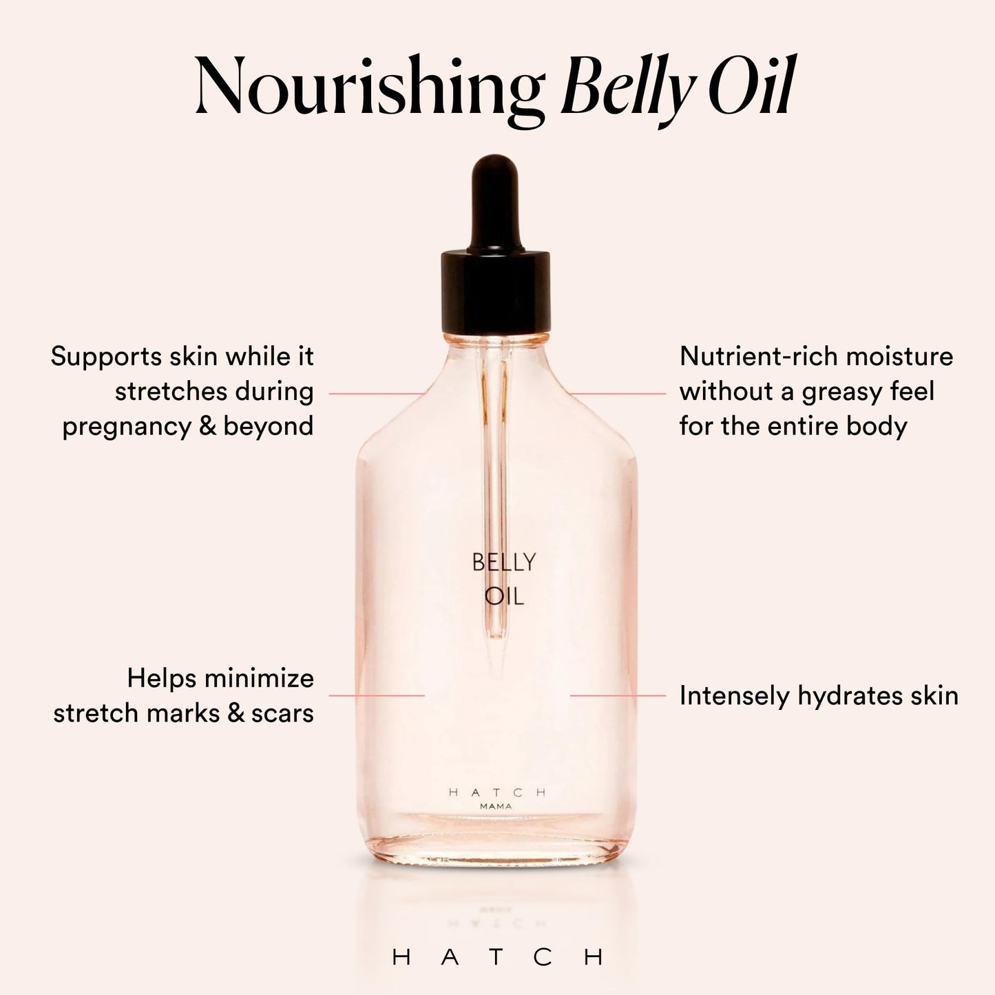 HATCH Belly Oil for Pregnancy & Postpartum – Quick-Dry, Soothes Stretch Marks & Irritation, Vegan, Clean, Plant-Based Skincare, 6.7 Fl Oz
