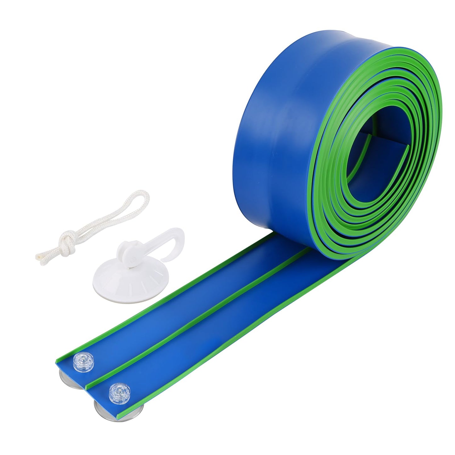 Flexible 15ft Race Car Track Starter Set with Suction Cups, 1:64 Diecast Cars, Portable Roll-Up Racetrack for Kids Ages 3+ (Blue & Green)