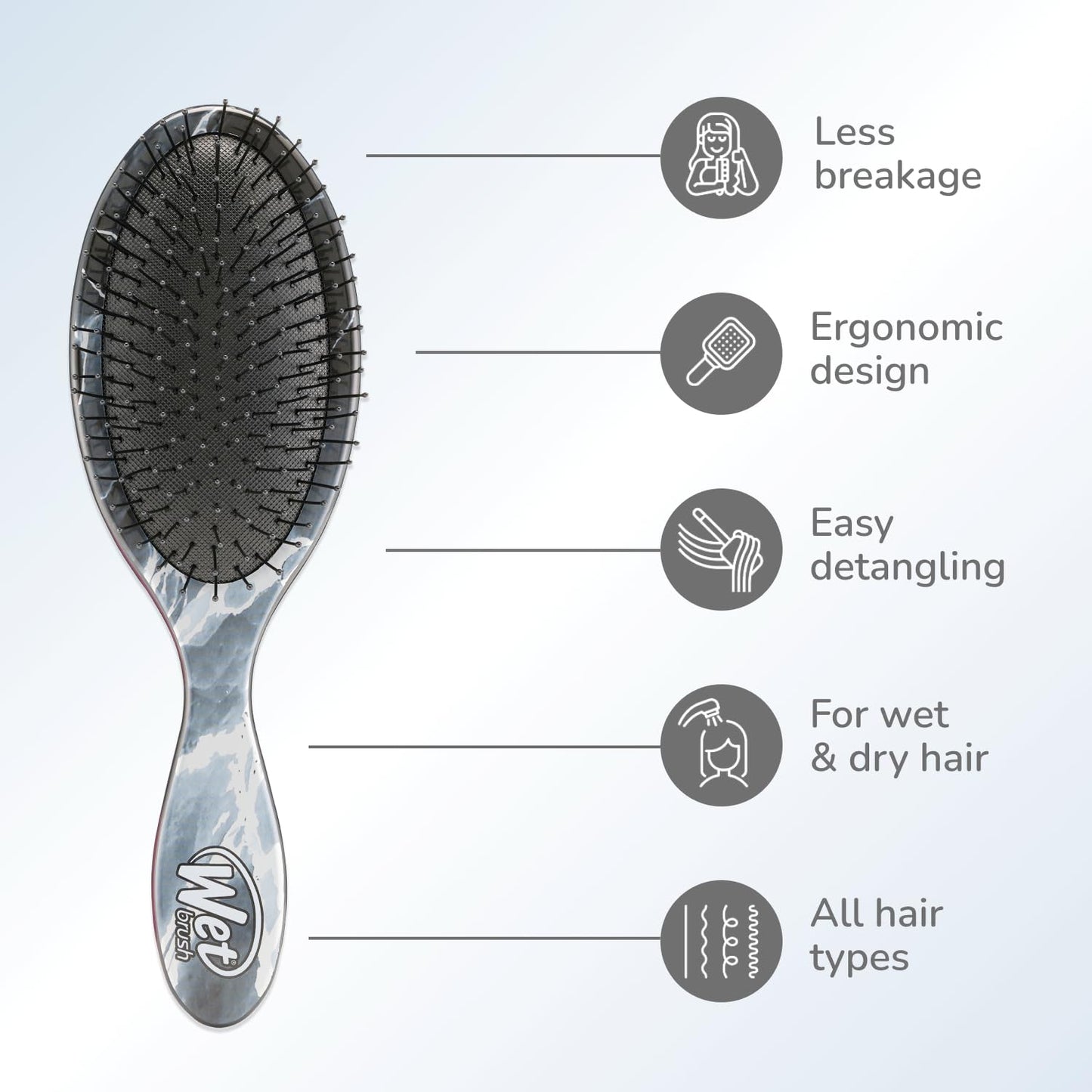 Wet Brush Original Detangler Hair Brush – Metallic Marble Onyx | Ultra-Soft IntelliFlex Bristles | Pain-Free Detangling for All Hair Types, Men & Women
