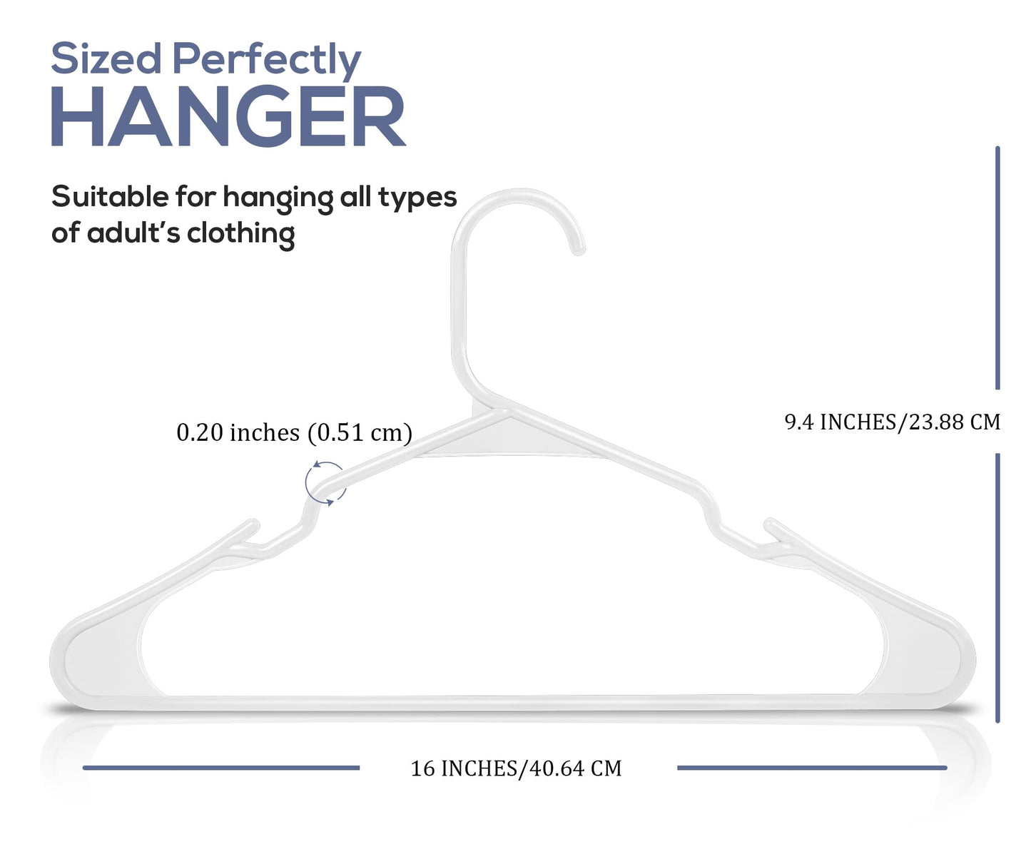 Utopia Home - Plastic Hangers 50 Pack - Space Saving Clothes Hanger - Durable and Strong Closet Organizers and Storage Makes It Ideal Stocking Stuffers or Apartment or Dorm Room Essentials (White)