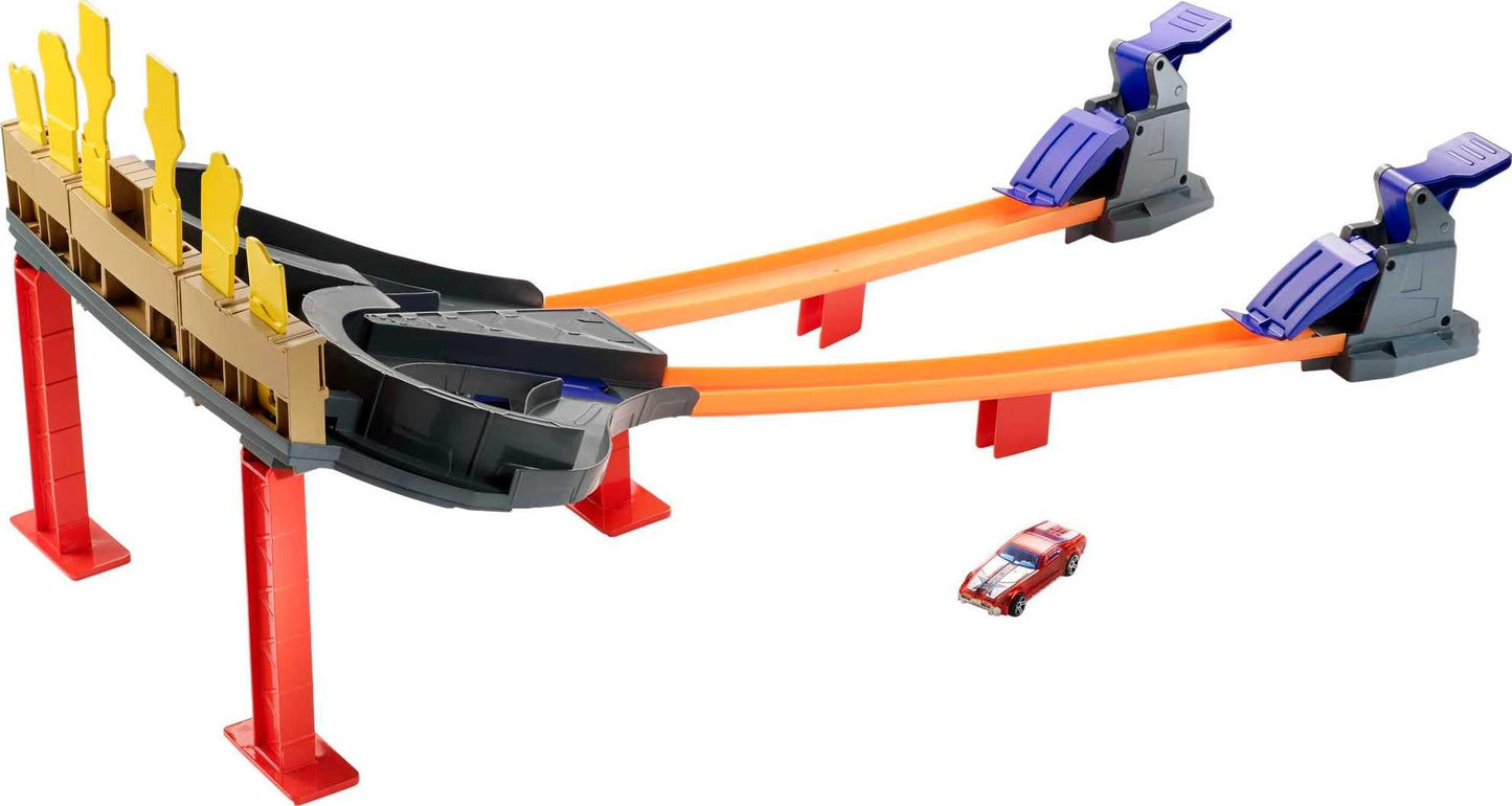 Hot Wheels Track Set Super Speed Blastway Playset, Dual-Track Racing for 1 or 2 Players, Includes 1:64 Scale Toy Car