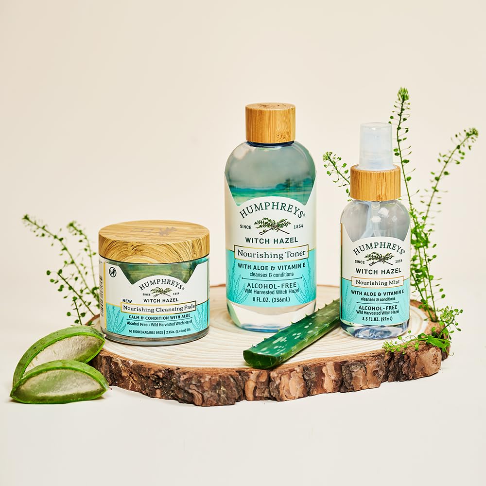 Humphreys Witch Hazel Nourishing Toner | Wild Harvested Witch Hazel & Aloe | Alcohol-Free | Natural | Hydrating | Soothing | 8 Fl Oz