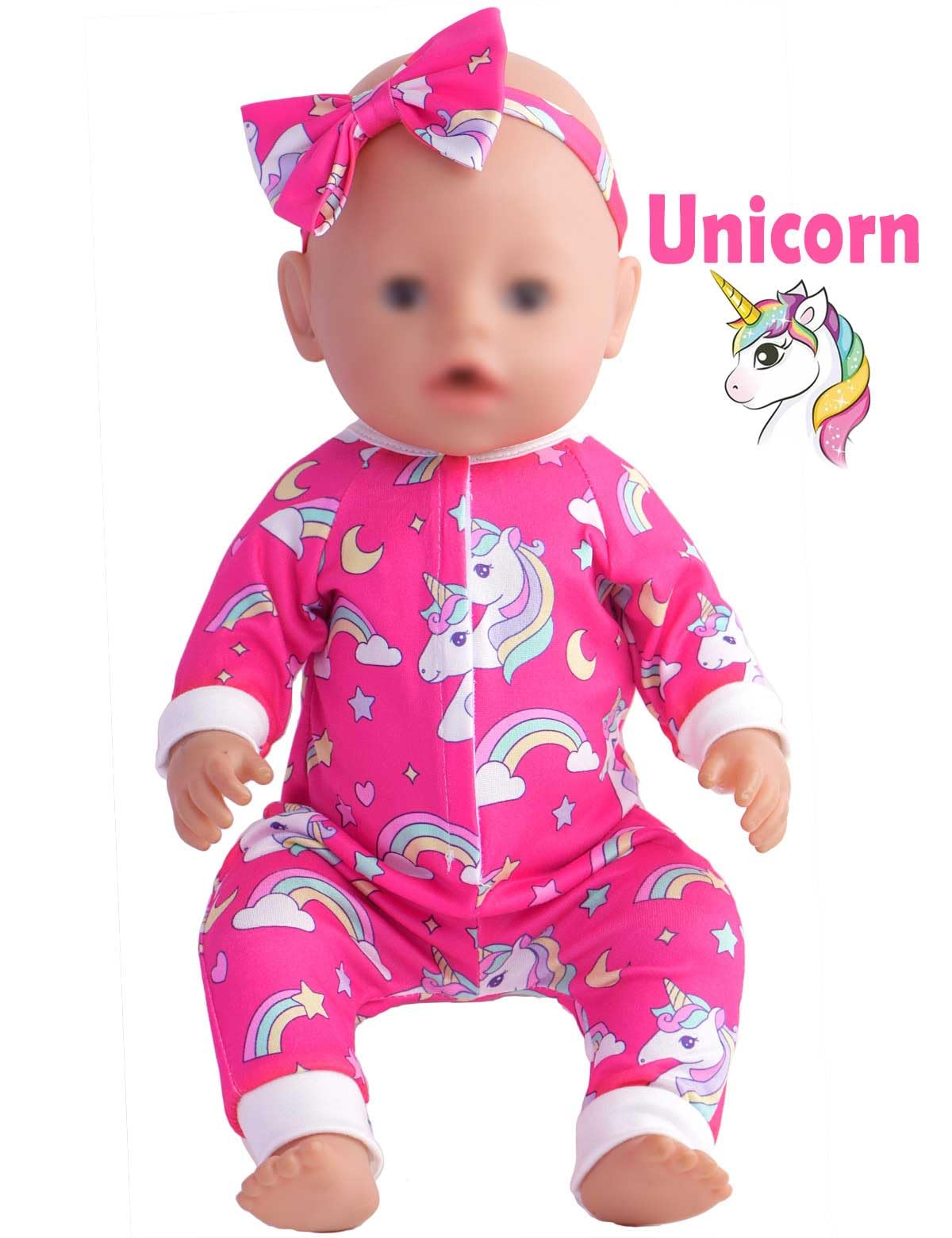 Sweet Dolly Baby Doll Accessories 5 Set Baby Doll Clothes and Headbands for 14-18 Inch Dolls, 10 PCs in Total