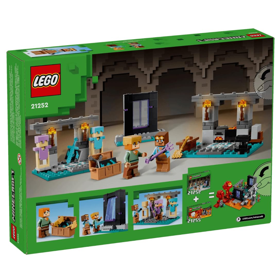 LEGO Minecraft The Armory 21252 Building Set with Alex & Armorsmith Figures, Action Toy for Kids & Gamers, Ages 7+ Gift