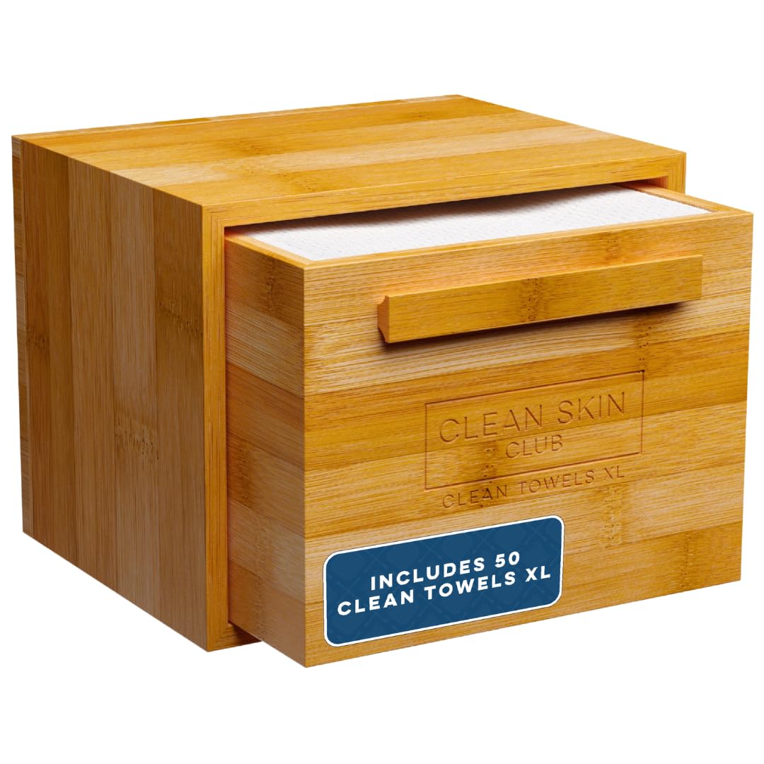 Clean Skin Club Luxe Bamboo box with Drawer + 50 XL Towels