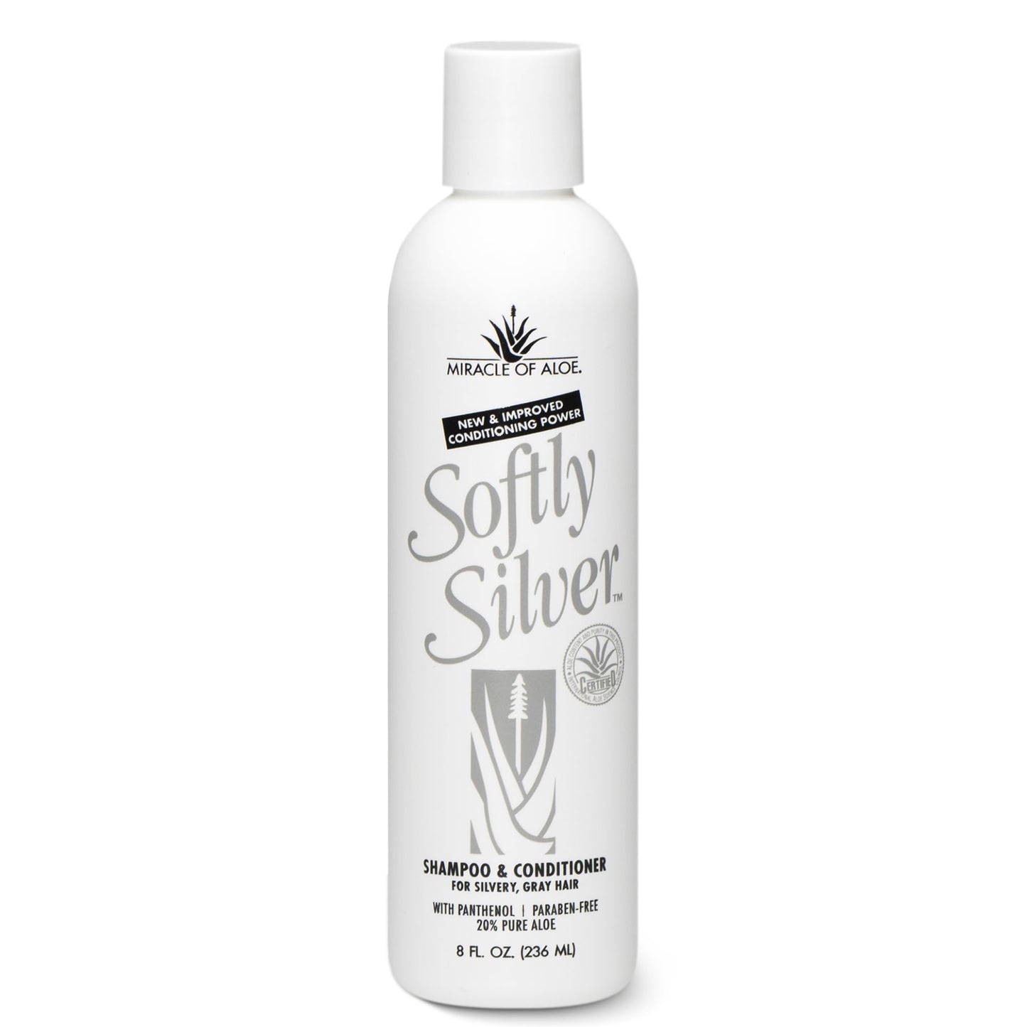 Softly Silver 2-in-1 Purple Shampoo for Gray Hair | Restorative Conditioning Wash with Panthenol & 20% Pure UltraAloe | Adds Luster & Body