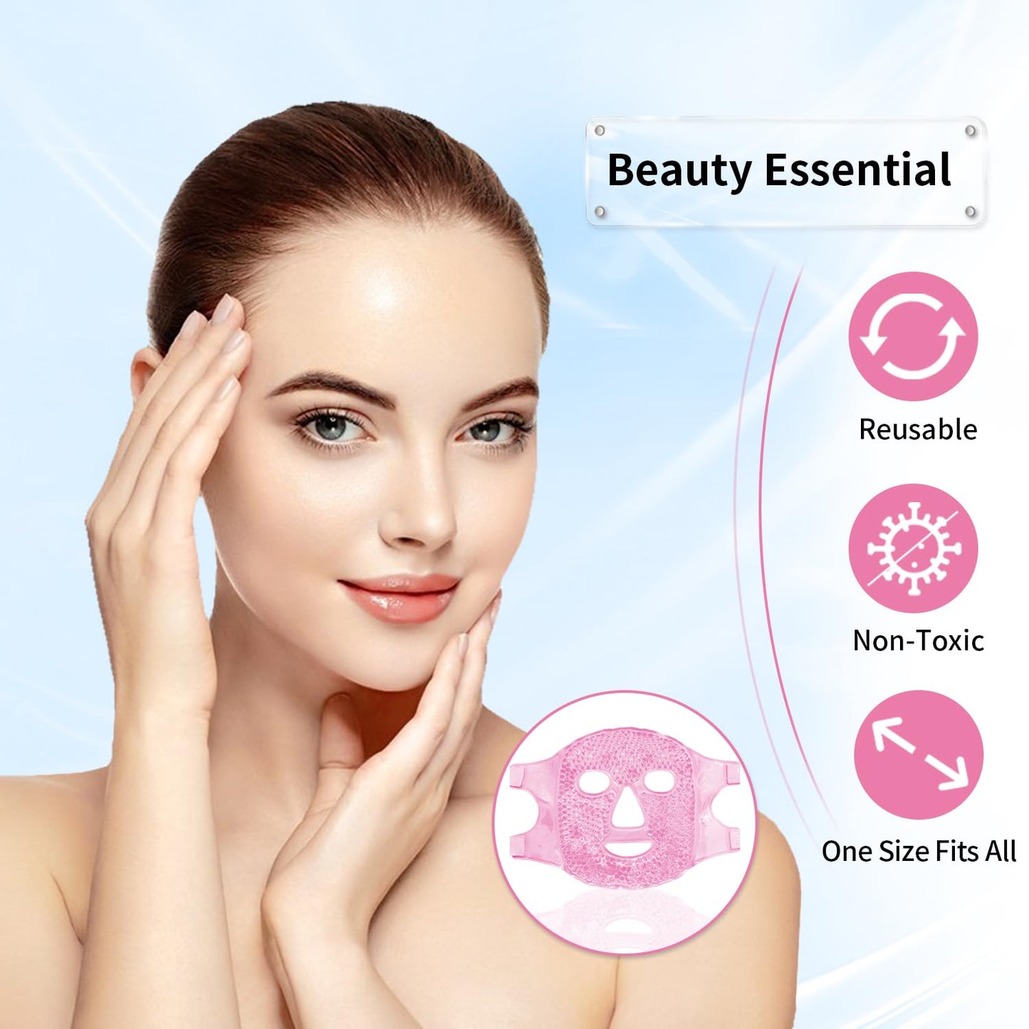 CONBELLA Cold & Hot Face Eye Masks – Ice Compress for Dark Circles, Puffiness, Headaches, Stress Relief & Skin Care for Men & Women