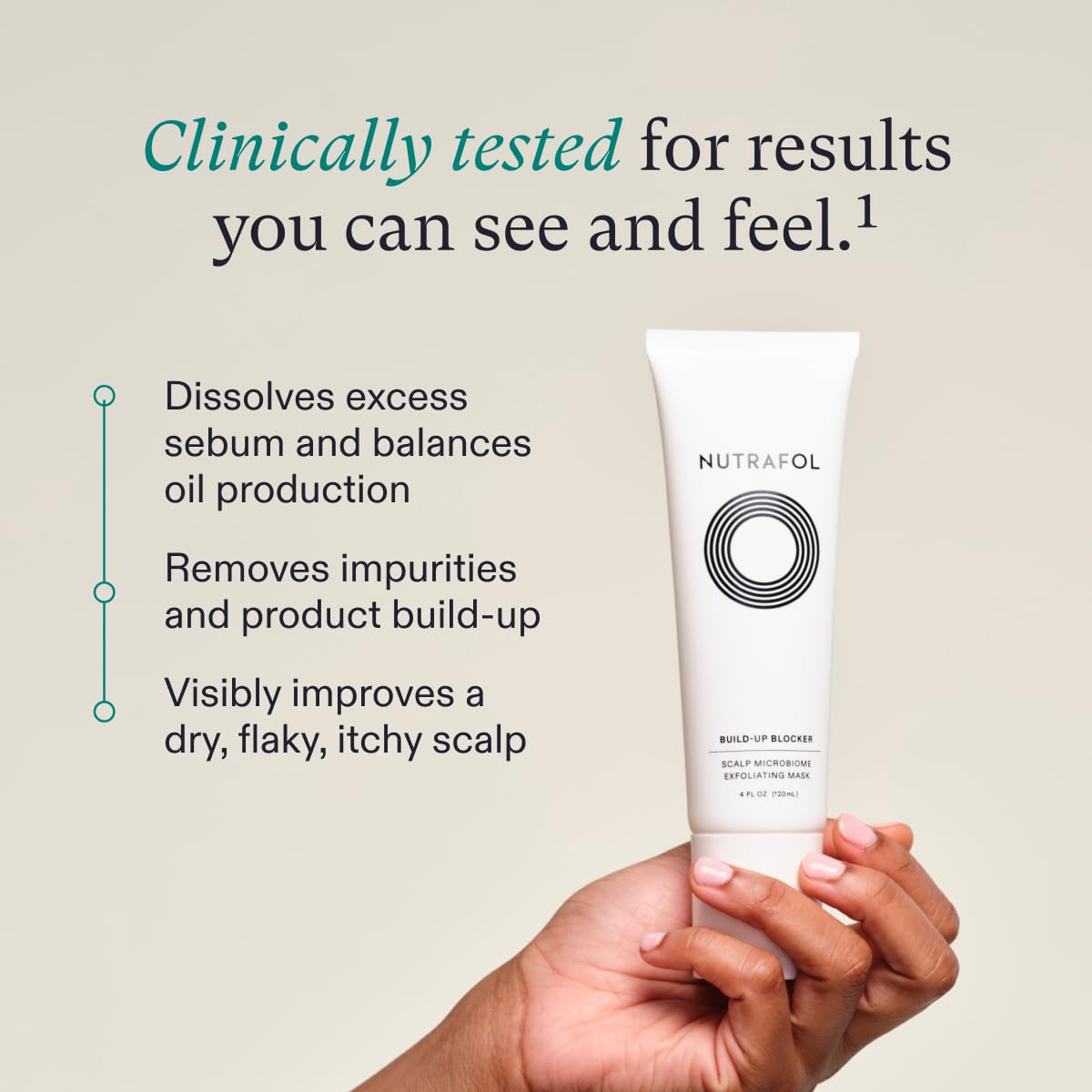 Nutrafol Exfoliating Scalp Mask - Removes Build-up & Excess Oil for Healthier Scalp, Physician-Formulated for Thinning Hair, Color & Extension Safe, 4 Fl Oz