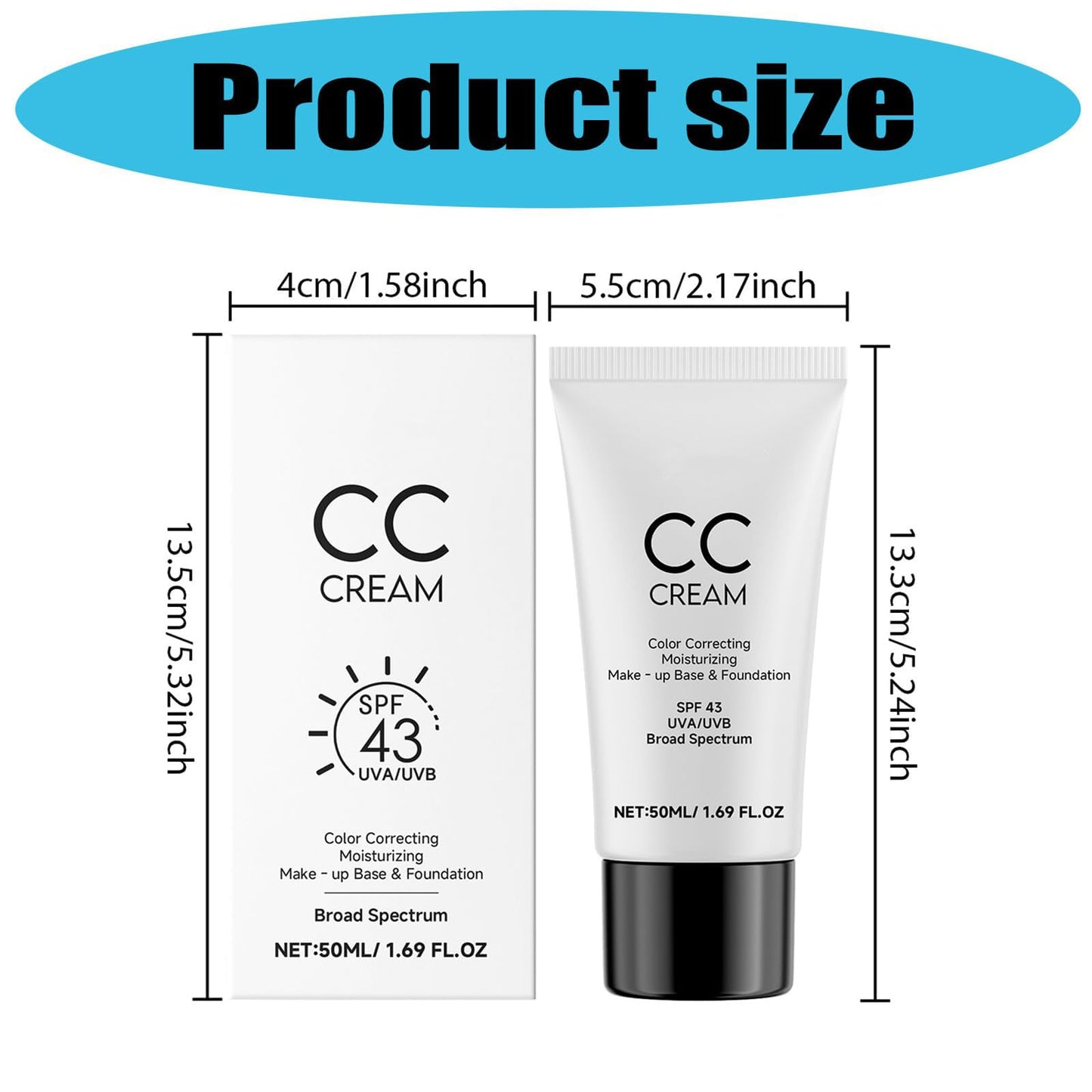 CC Cream for Older Women, CC Cream Skin Tone Adjusting for Mature Skin, Anti-Aging Sunscreen Foundatio with Moisturizer, Full Coverage, Lightweight