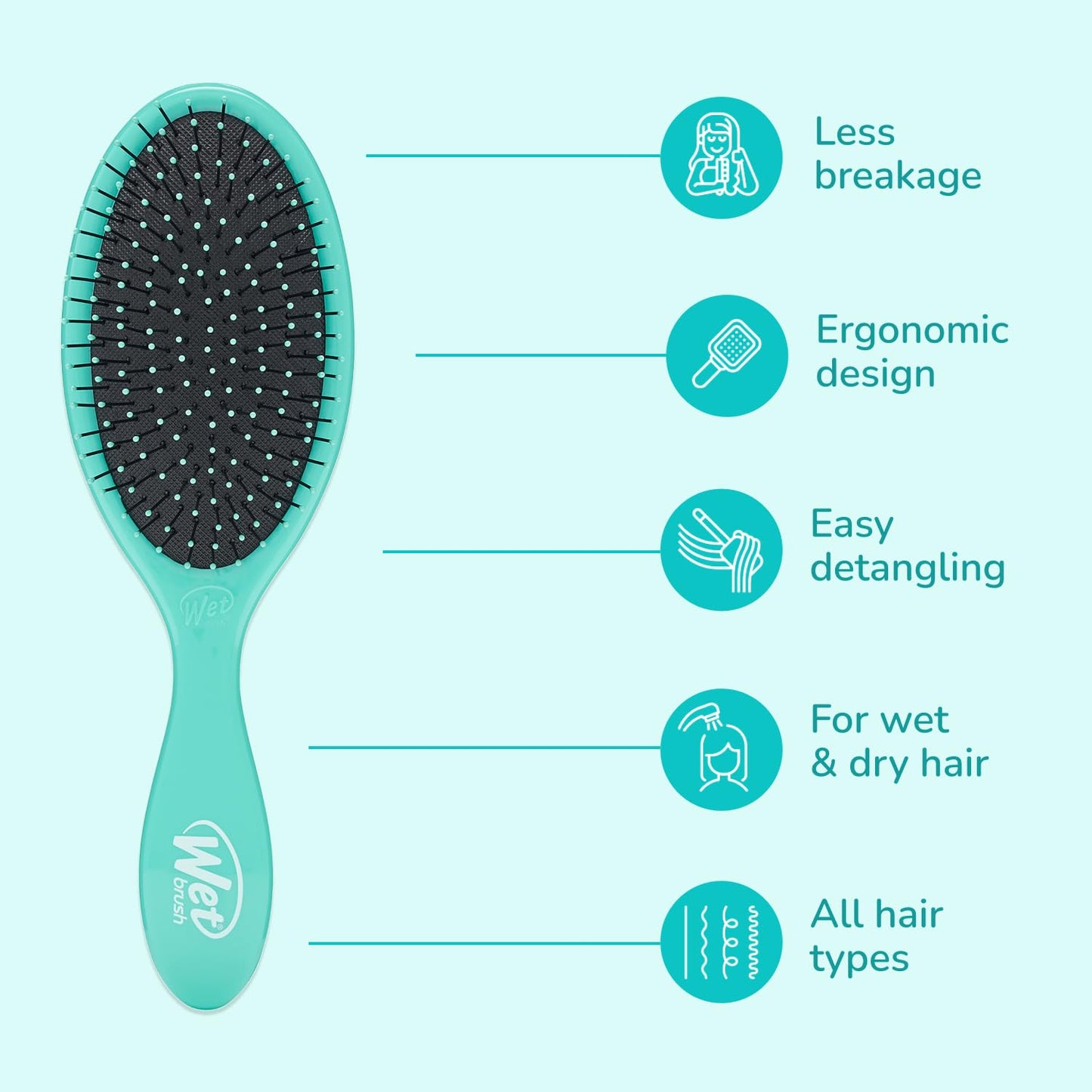 Wet Brush Original Detangler Hair Brush, Amazon Exclusive Aqua – Ultra-Soft IntelliFlex Bristles Glide Through Tangles – For All Hair Types, Wet or Dry