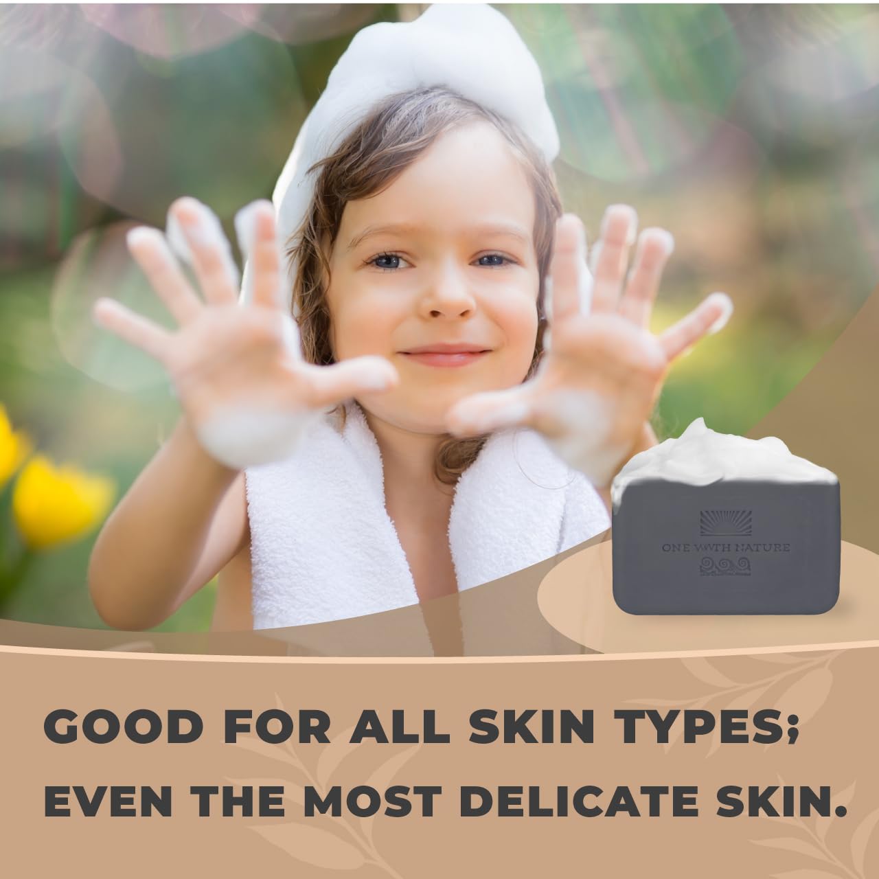 One With Nature Activated Charcoal Soap 4oz 3-Pack – Detoxifying and Exfoliating Charcoal Soap Bar with Dead Sea Salt for Face & Body, for Men & Women