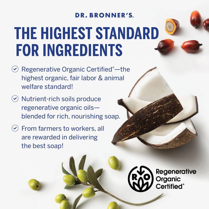 Dr. Bronner’s Pure-Castile Liquid Soap, Lavender 32oz – All-Natural, Regenerative Organic Oils, 18-in-1 Face, Body, Hand & Hair Wash