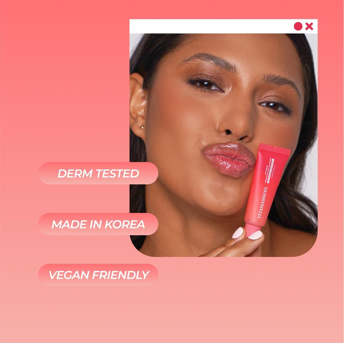 Vitamasques Watermelon Lip Sugar Scrub – Exfoliates, Moisturizes & Softens Lips with Shea Butter, Overnight Hydration, Made in Korea