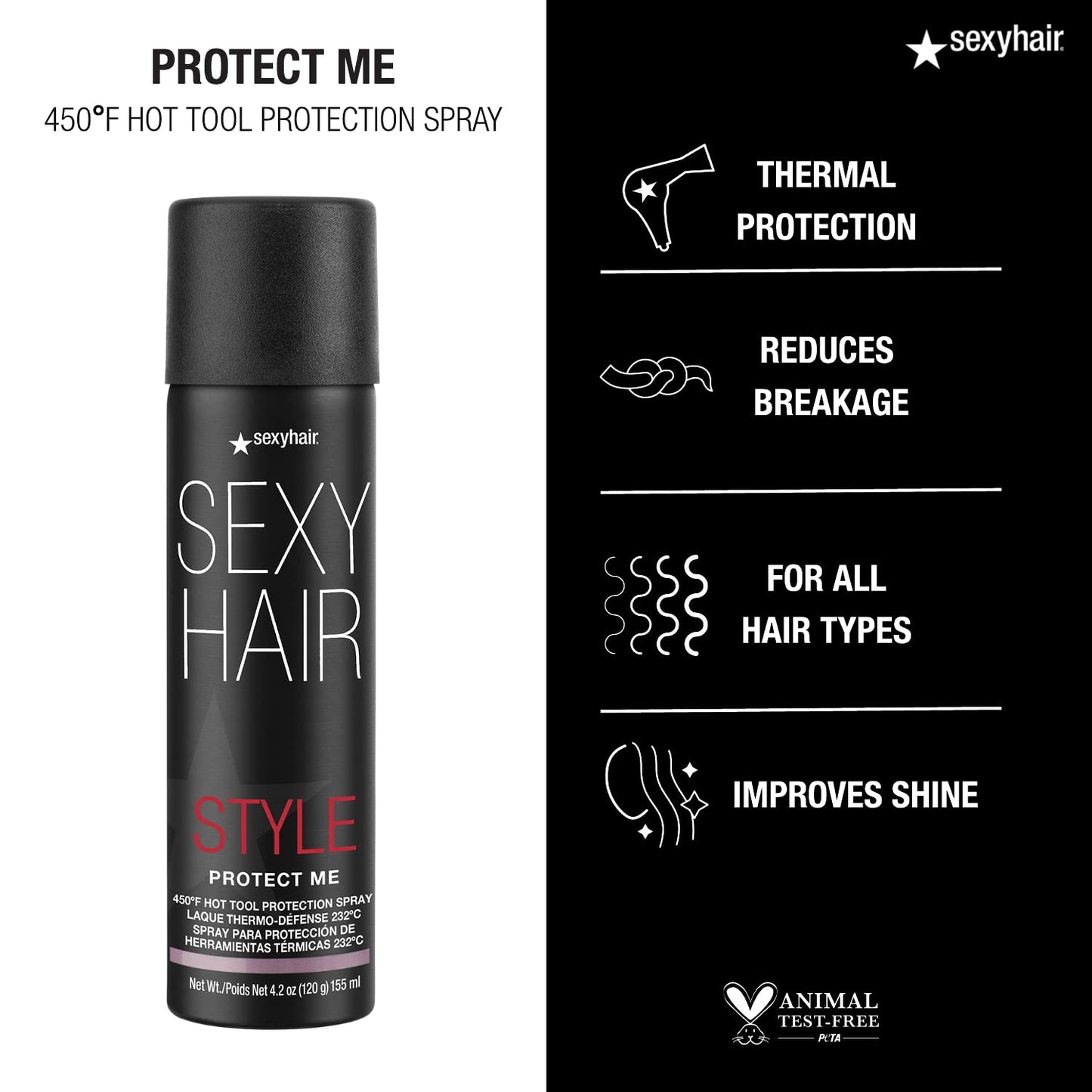 SexyHair Style Protect Me Hot Tool Protection Spray, 4.2 Oz | Thermal Protection | Up to 78% Breakage Reduction | Light Hold