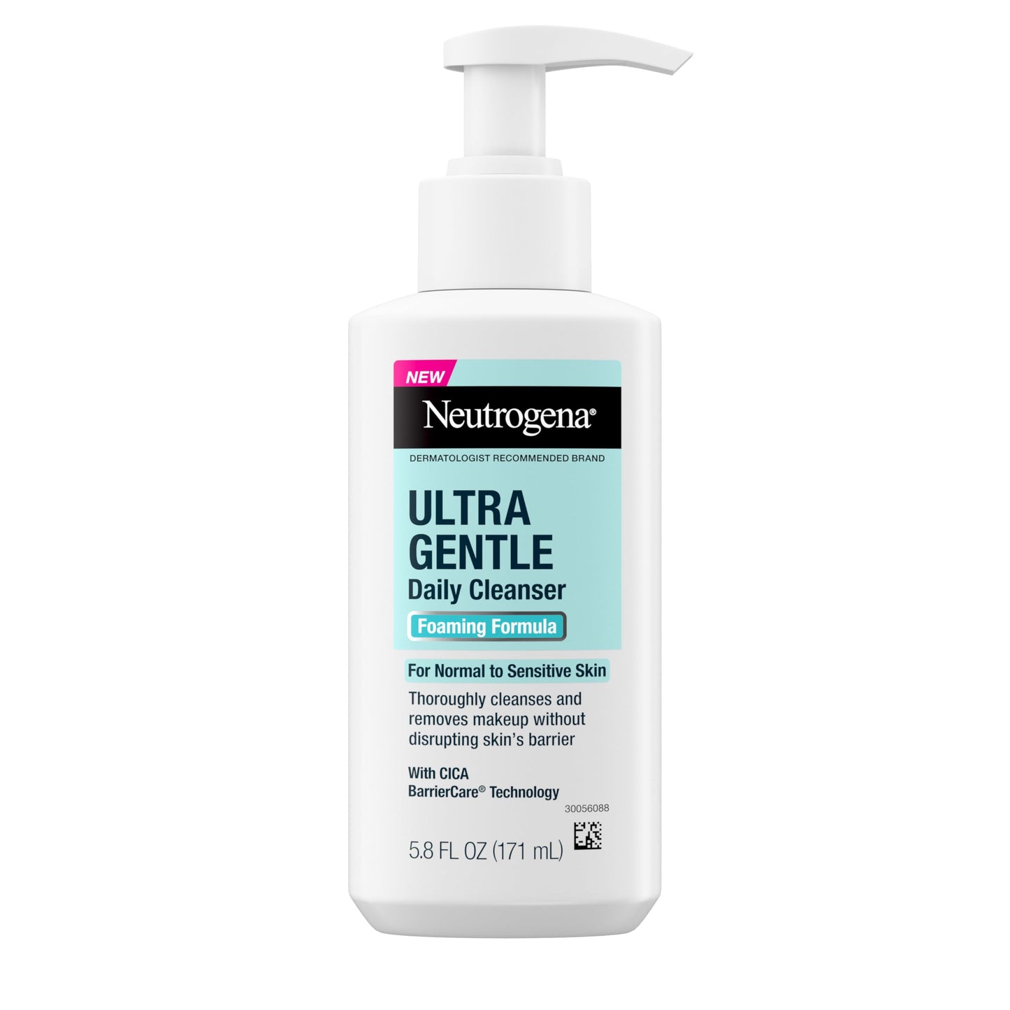 Neutrogena Ultra Gentle Foaming Facial Cleanser – Fragrance-Free Face Wash for Sensitive Skin, Removes Dirt, Oil & Makeup, 5.8 fl. oz