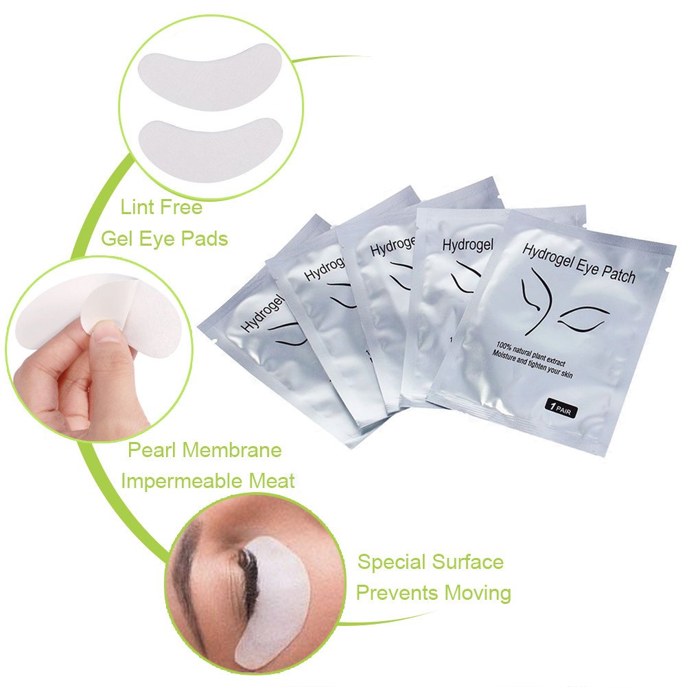 Qleng Eye Pads Lash Extensions Kit, 110 Pairs Hydrogel Patch Gel Pad Beauty Makeup Tool for Under Eyes Eyelash Extension