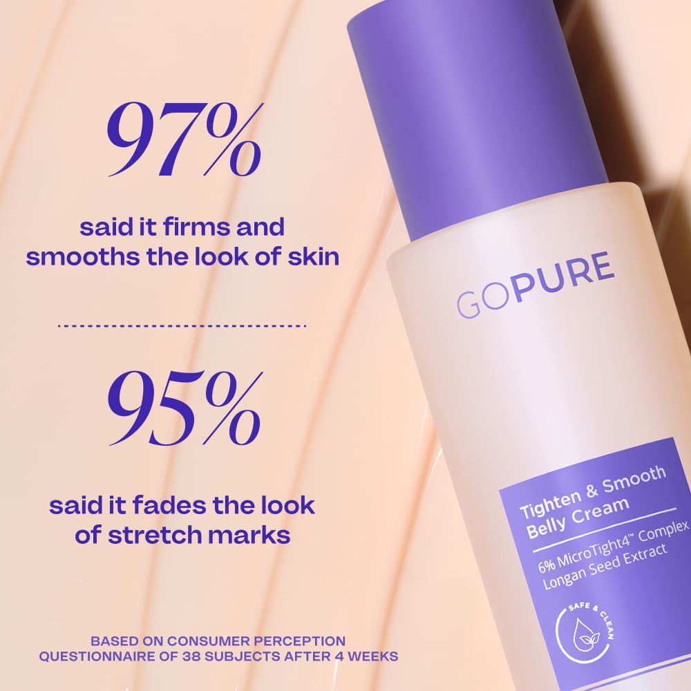 goPure Firming Belly Cream - Body Firming Moisturizer for Visible Cellulite & Stretch Mark Reduction, 4.25oz