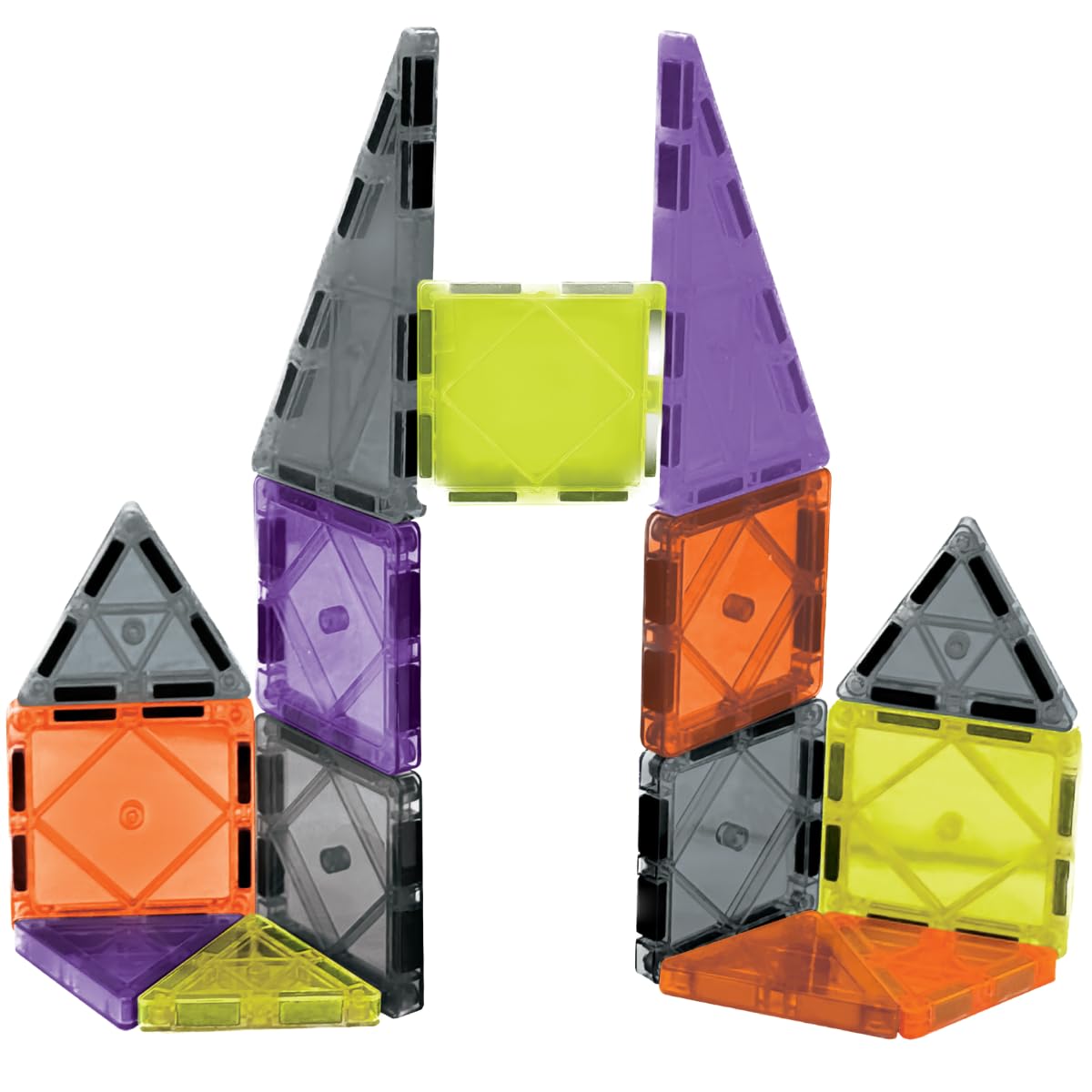 CreateOn Crayola Halloween Mini Magnetic PIP-Tiles Glow in The Dark Building Set, STEM Magnetic Travel Toys for Kids Ages 3+, 24 Pieces