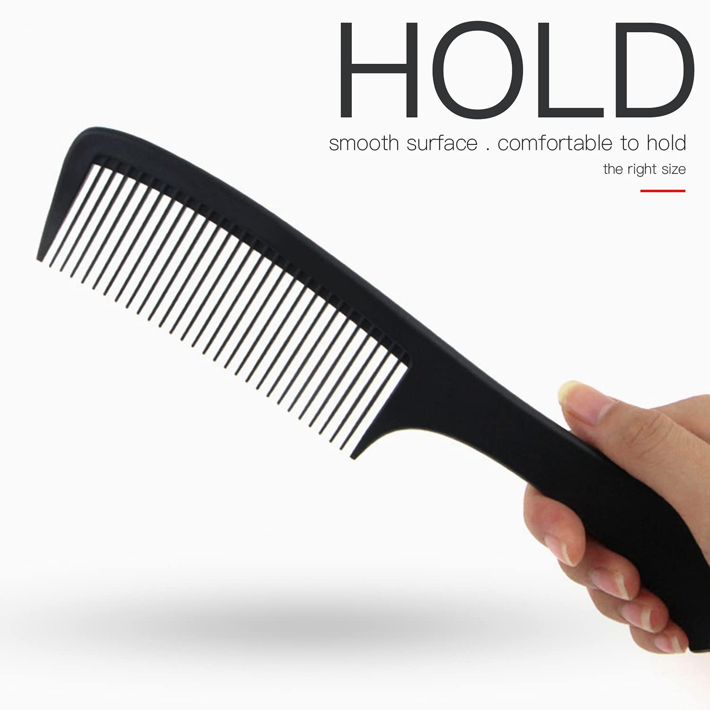 Large Detangling Comb With Professional Handle - Carbon Fiber, Cutting, Hairdressing, Styling, Round Tooth, Barber, Travel Hair Comb for Men and Women