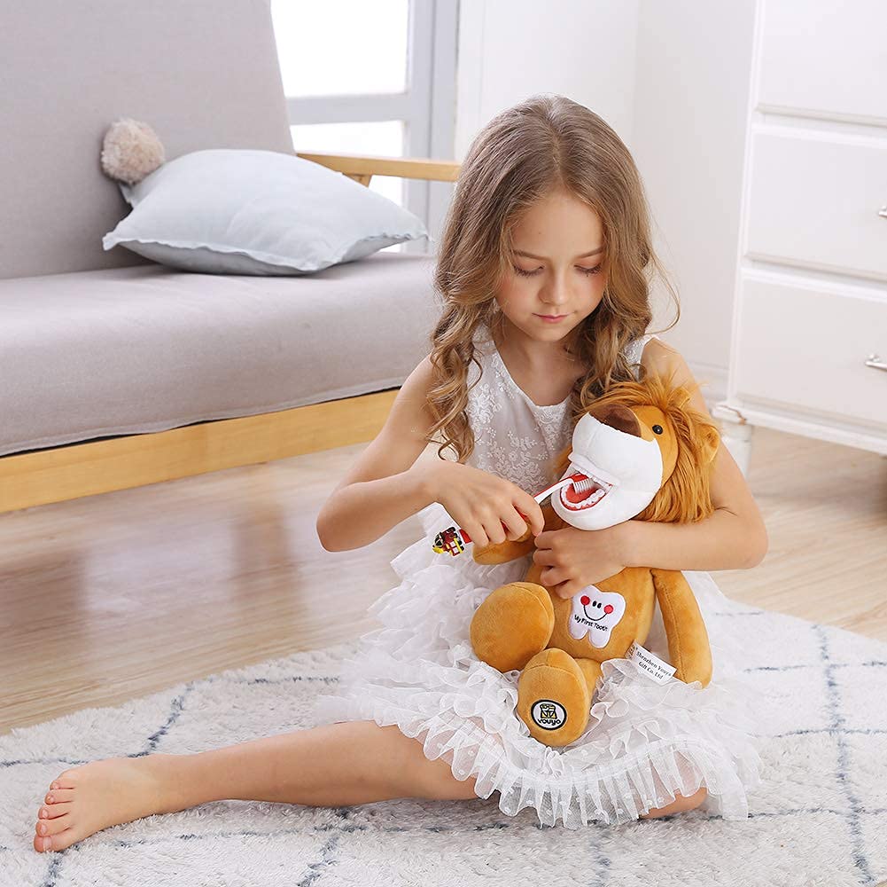 YOUYA DENTAL Tooth Fairy Plush Lion – Educational Oral Health Doll Puppet with Teeth for Kids, Boys & Girls