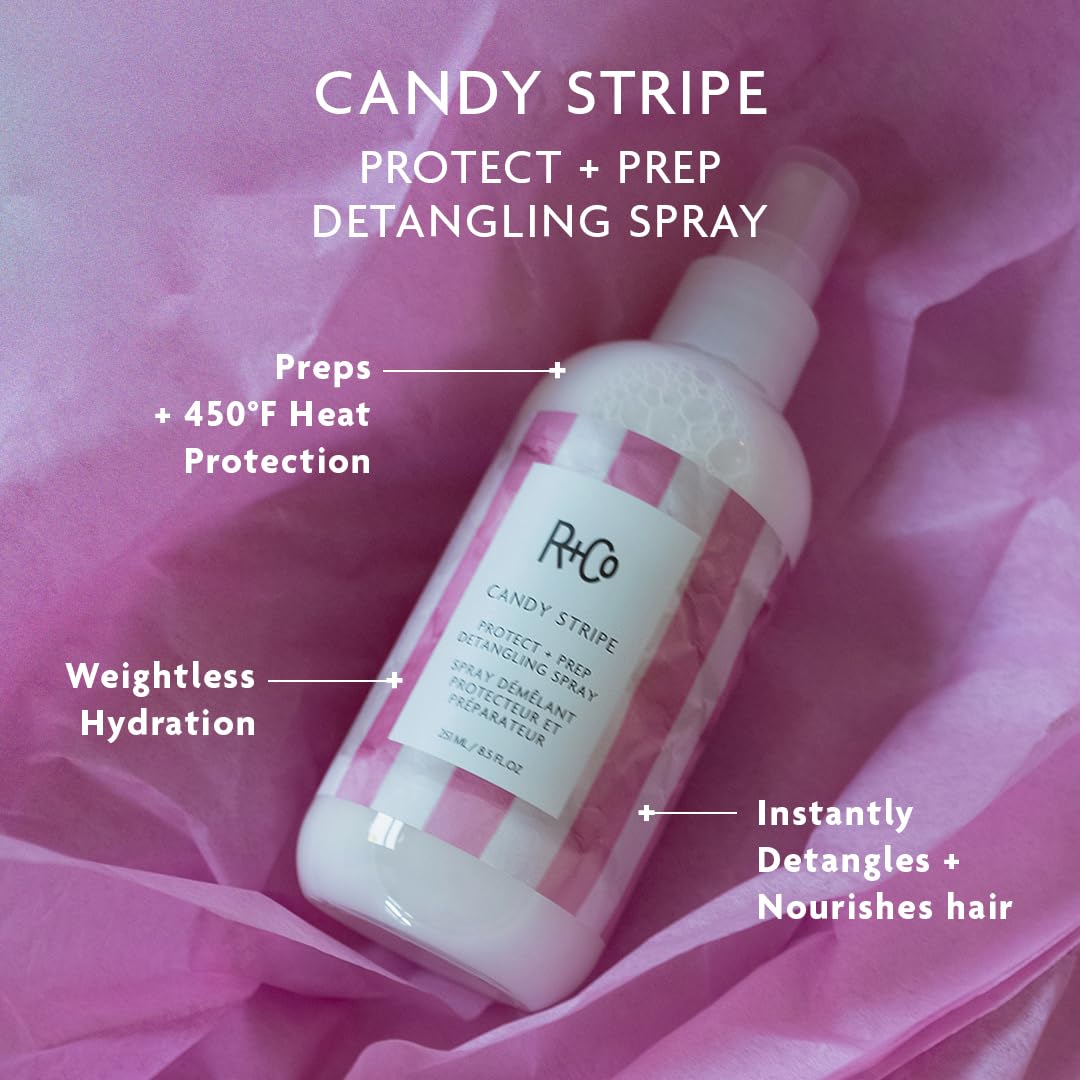 R+Co Candy Stripe Protect + Prep Detangling Spray