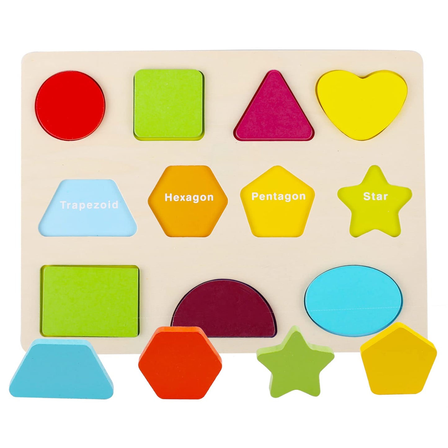 Voamuw Wooden Puzzles for Toddlers – Alphabet, Number & Shape Learning Jigsaw, Montessori Educational Toy for Kids Ages 3-5, Boys & Girls