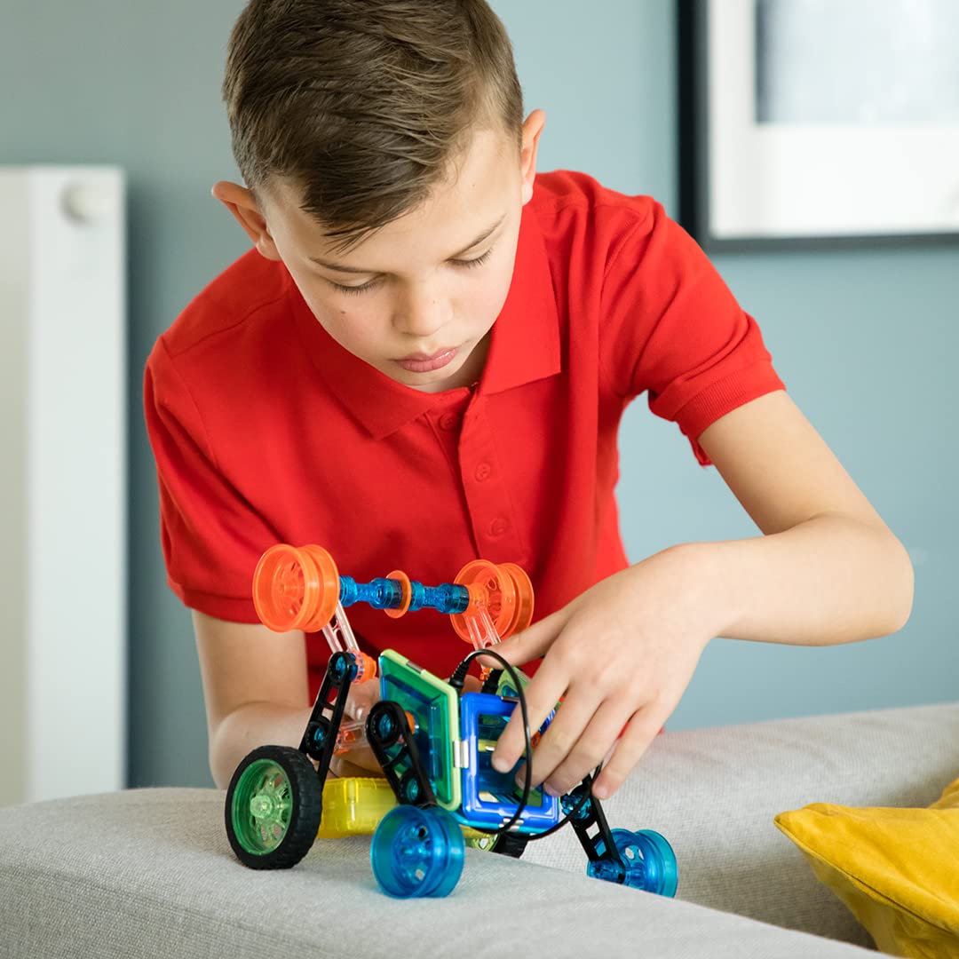GeoSmart Flip Bot - Build Remote-Controlled GeoMagnetic Vehicles with This STEM Focused Magnetic Construction Set Featuring Rechargeable Turbo Motors