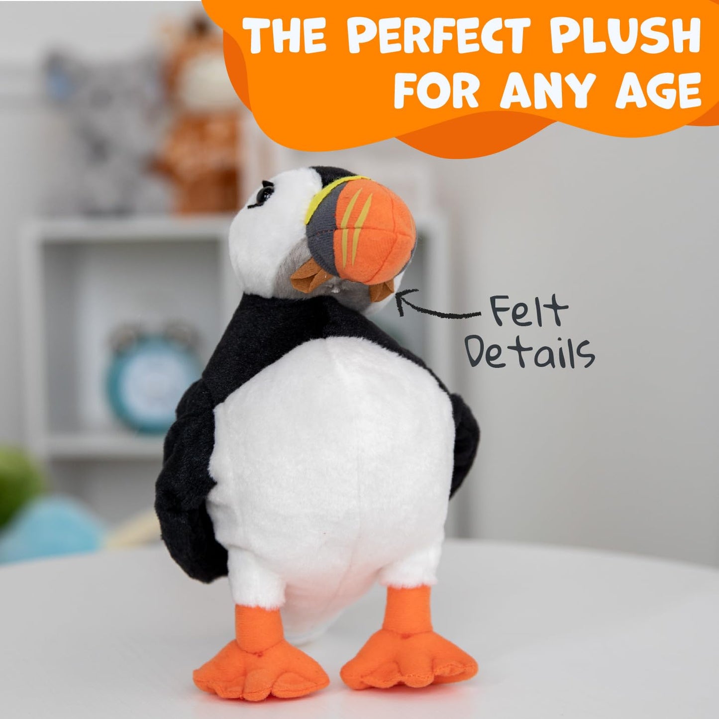 WISHPETS 12" Black and White Puffin Plush Toy