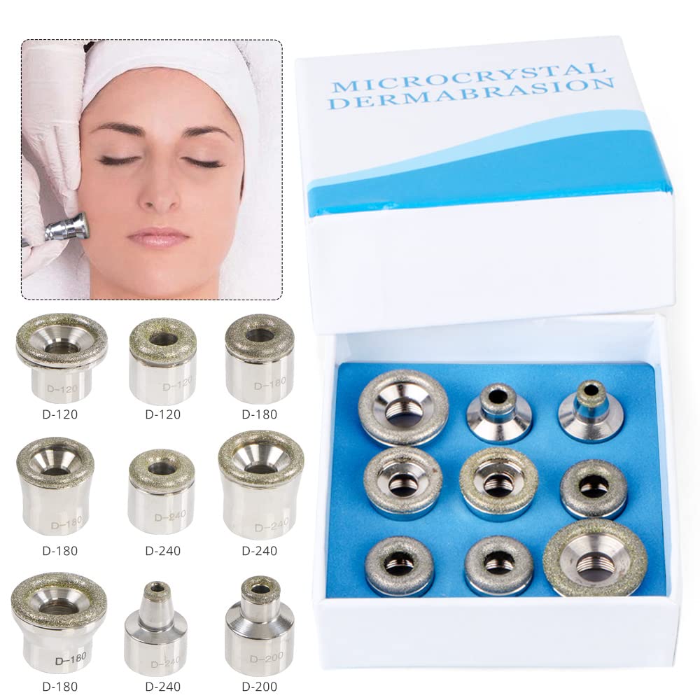 UNOISETION 9PC Diamond Microdermabrasion Tips Replacement for Facial Peel Machine, Durable Microderm Tips for Professional Use
