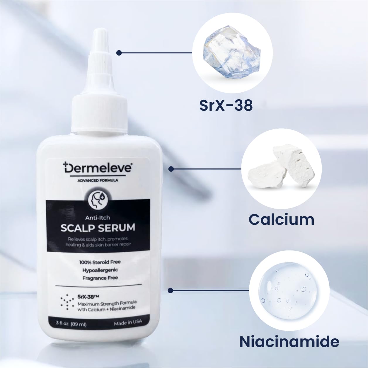 Dermeleve Scalp Serum for Neuropathic Itch, Seborrheic Dermatitis & Psoriasis | Leave-In Itchy Scalp Treatment | Fast-Absorbing, Moisturizing, Non-Greasy (1 Pack)