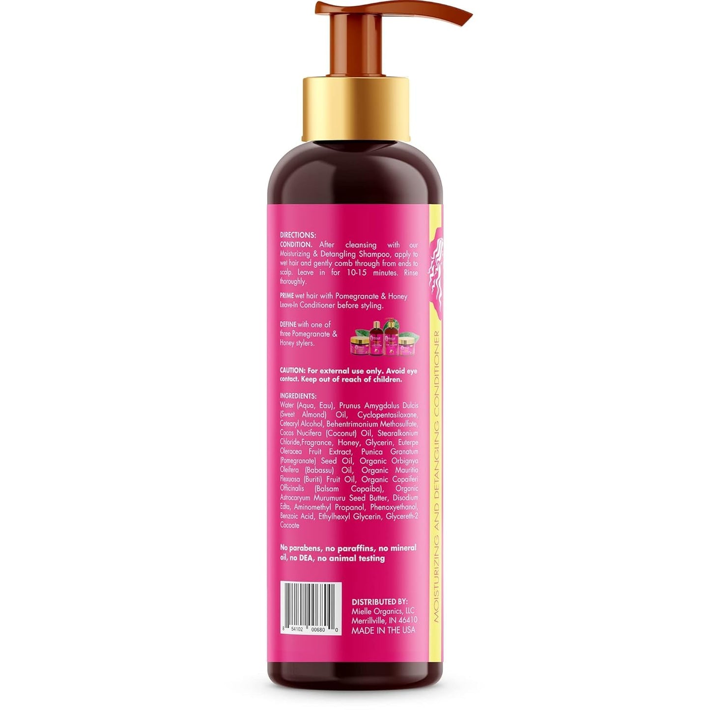 Mielle Organics Pomegranate & Honey Detangling Conditioner – Deep Moisturizing Formula for Curly Hair, Strengthens, Hydrates & Prevents Breakage, 12 Fl Oz