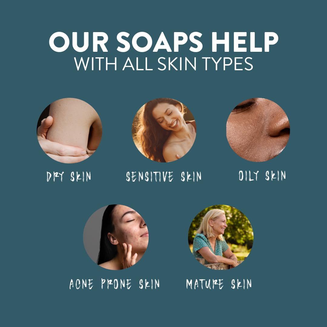 Crate 61 Organics, Handmade in Canada, Plant Based Cold Process Natural Bar Soap, With Premium Essential Oils, Dry Skin, Pack of 6 (For Him)