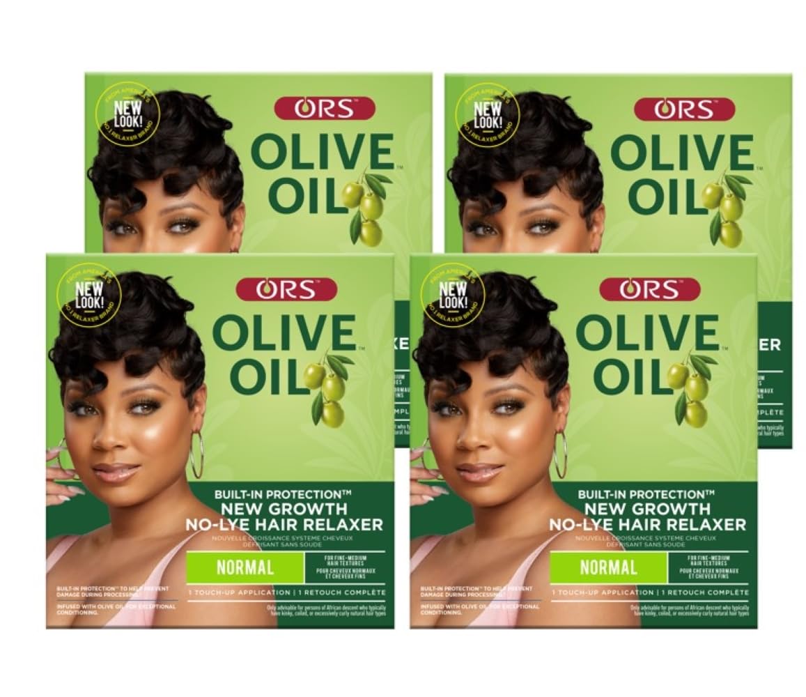 ORS Olive Oil Built In Protection New Growth No-Lye Hair Relaxer Normal Strength (Pack of 4)