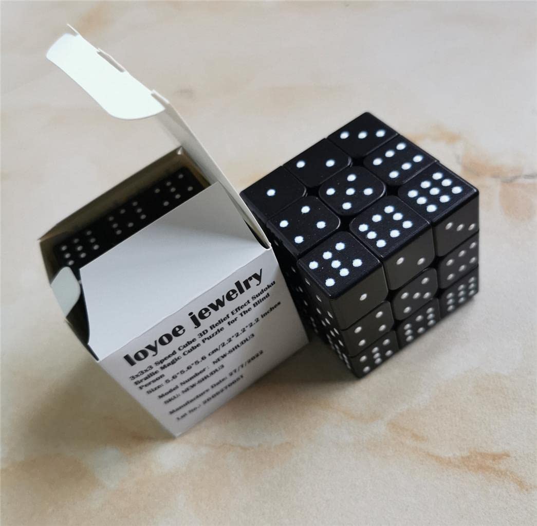 3x3x3 Speed Cube 3D Relief Effect Sudoku Braille Magic Cube Puzzle,IQ Reasoning Games Puzzles Special for The Blind Person,Weak Vision, 5.6cm/2.2"