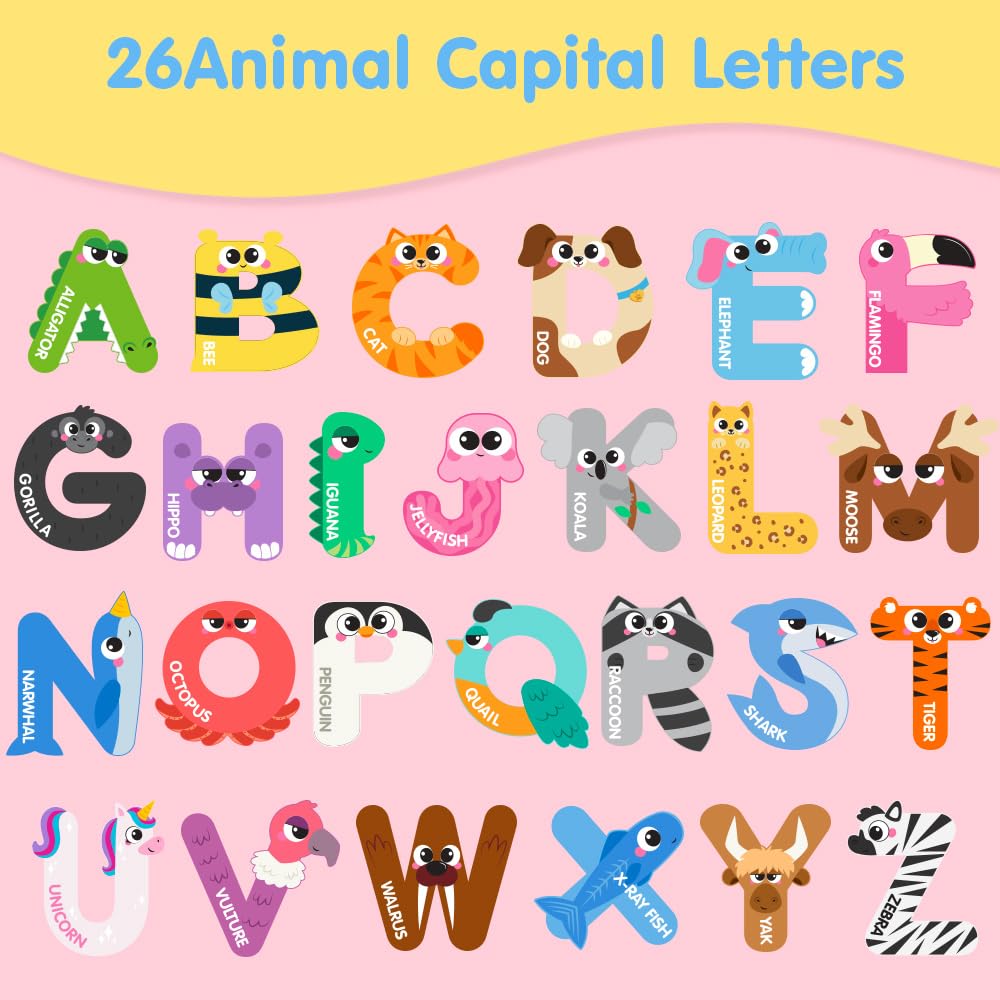 JOYIN Animal Alphabet Magnetic Letters for Toddlers 3-5, 26 Large Uppercase ABC Fridge Magnets, Educational Spelling & Learning Toy