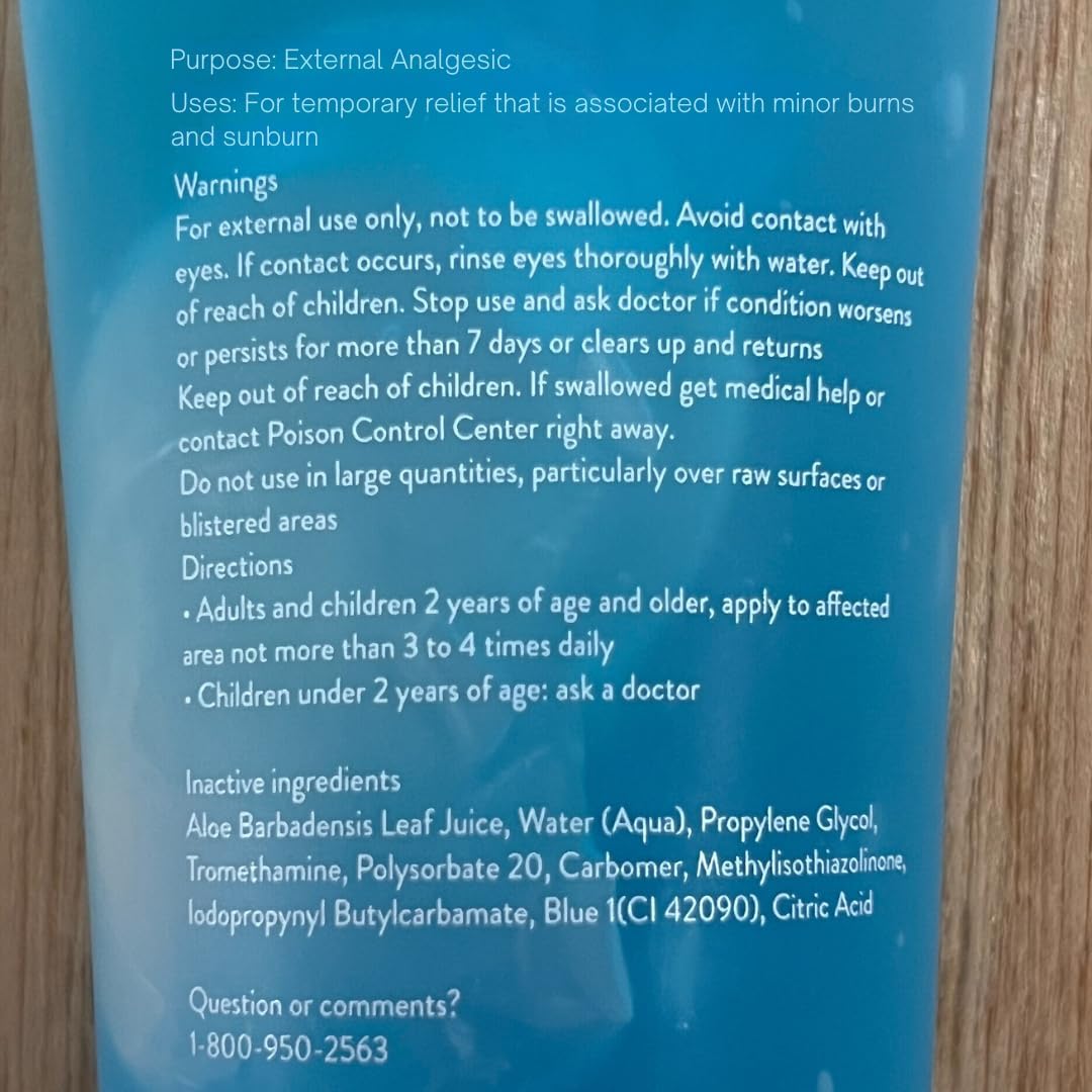 ALOE UP Aloe Ice Sunburn Relief Gel - Organic After-Sun Face & Body Gel with 96.6% Aloe Vera, Alcohol & Fragrance-Free, Reef Safe, 4oz